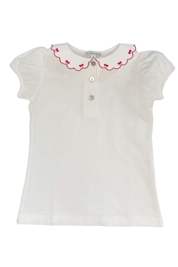Asia T-shirt with embroidered collar - Nicoletta Fanna