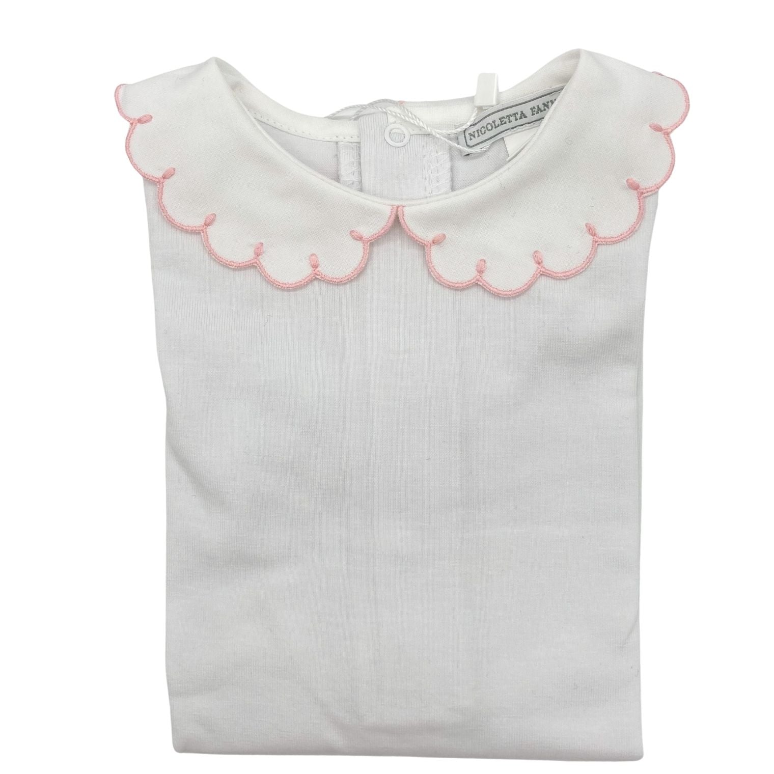 White Cotton Body with Embroidered Collar - Emma - Nicoletta Fanna