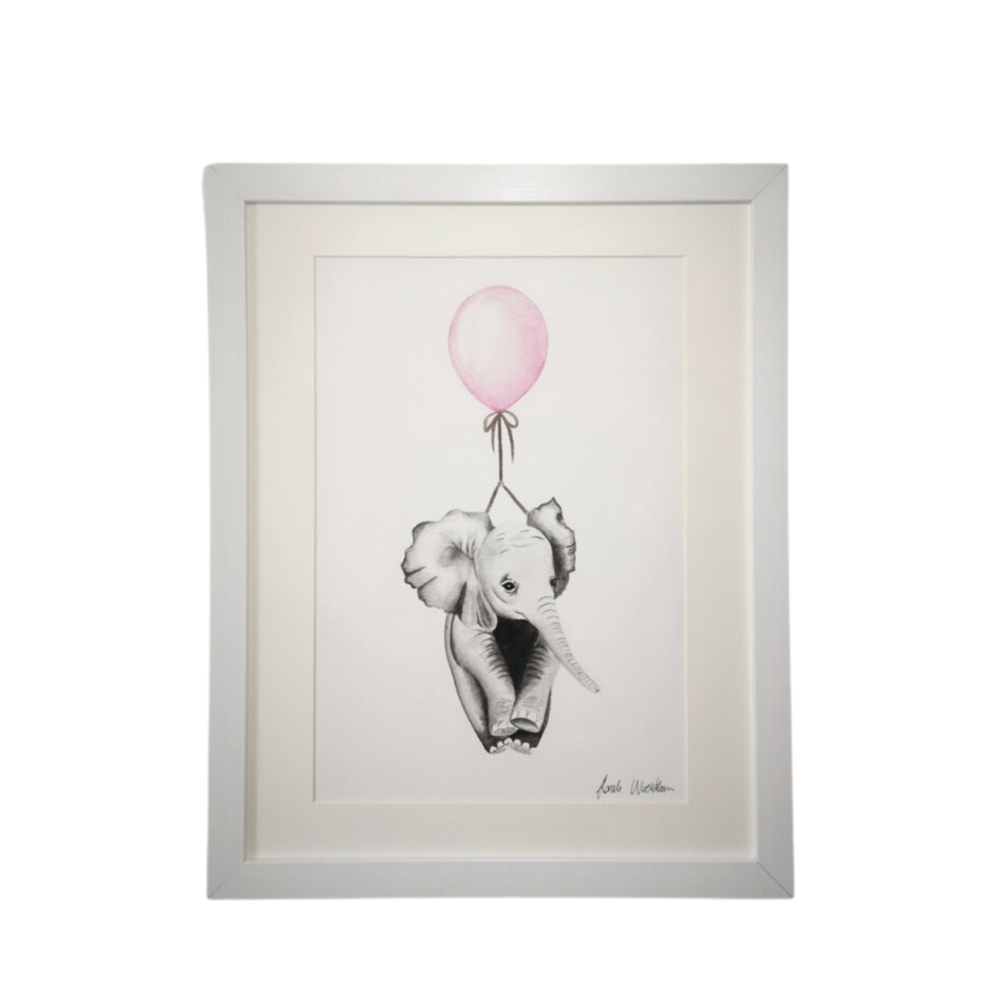 Elephant with Pink Balloon - Sarah Wickham