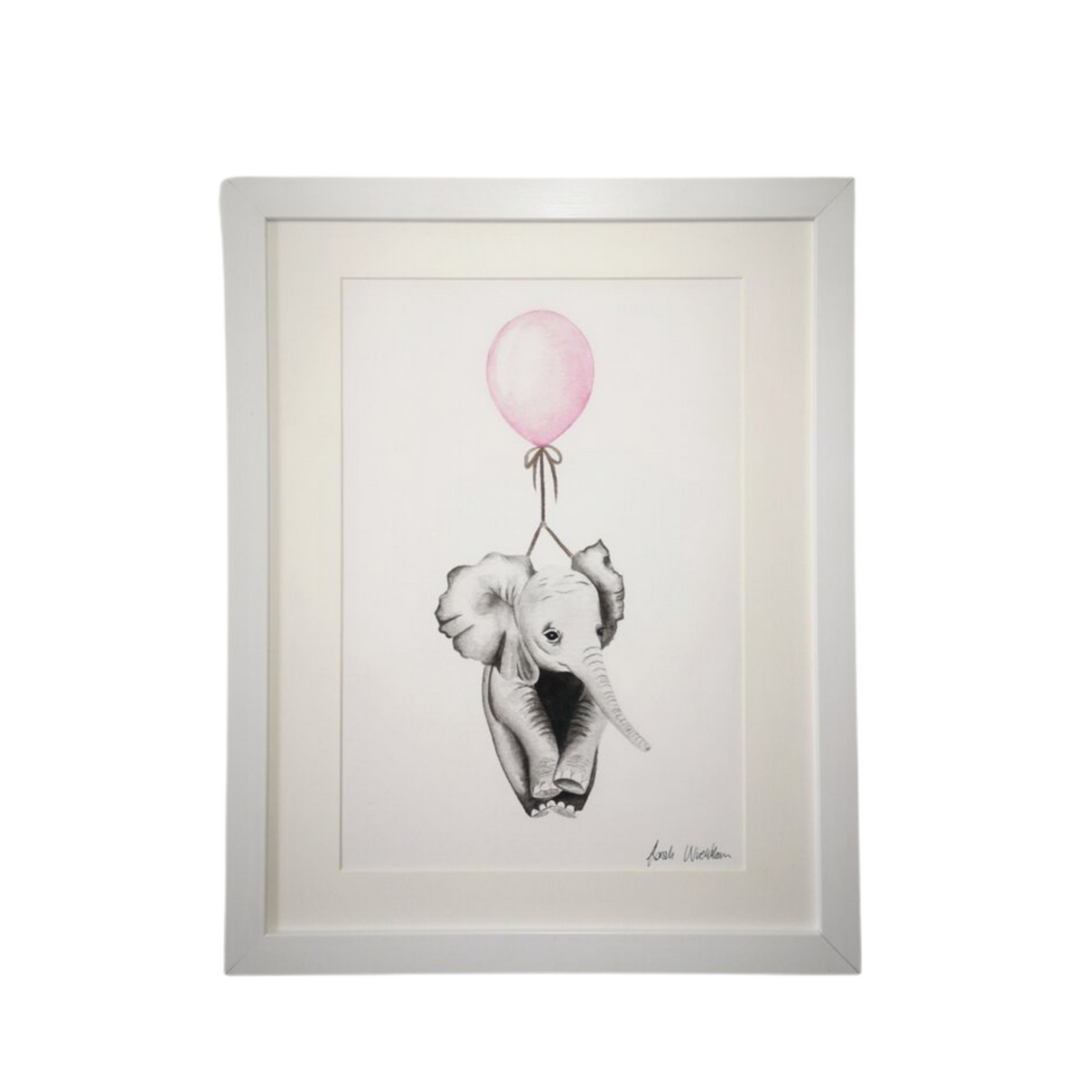 Elephant with Pink Balloon - Over The Moon