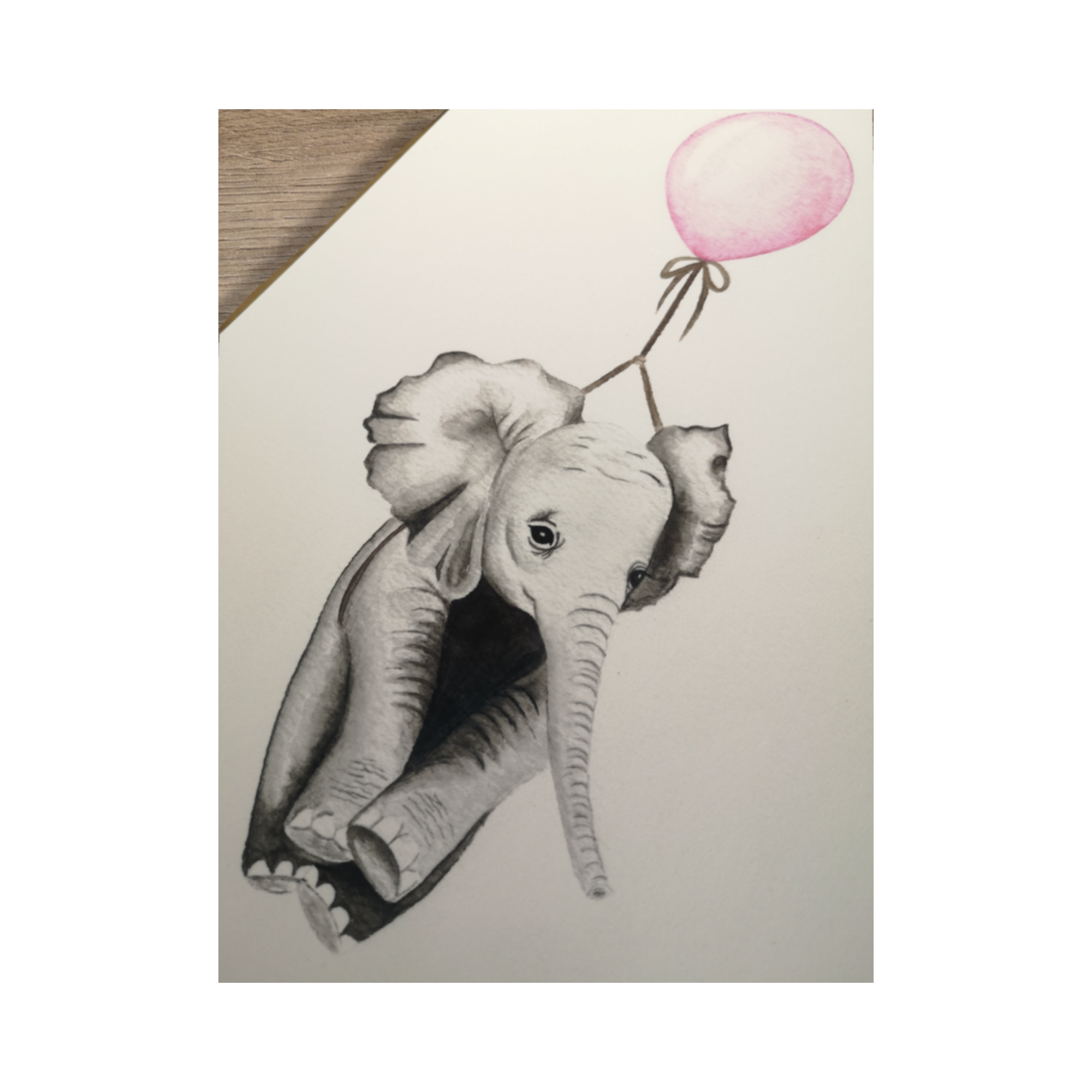 Elephant with Pink Balloon - Sarah Wickham