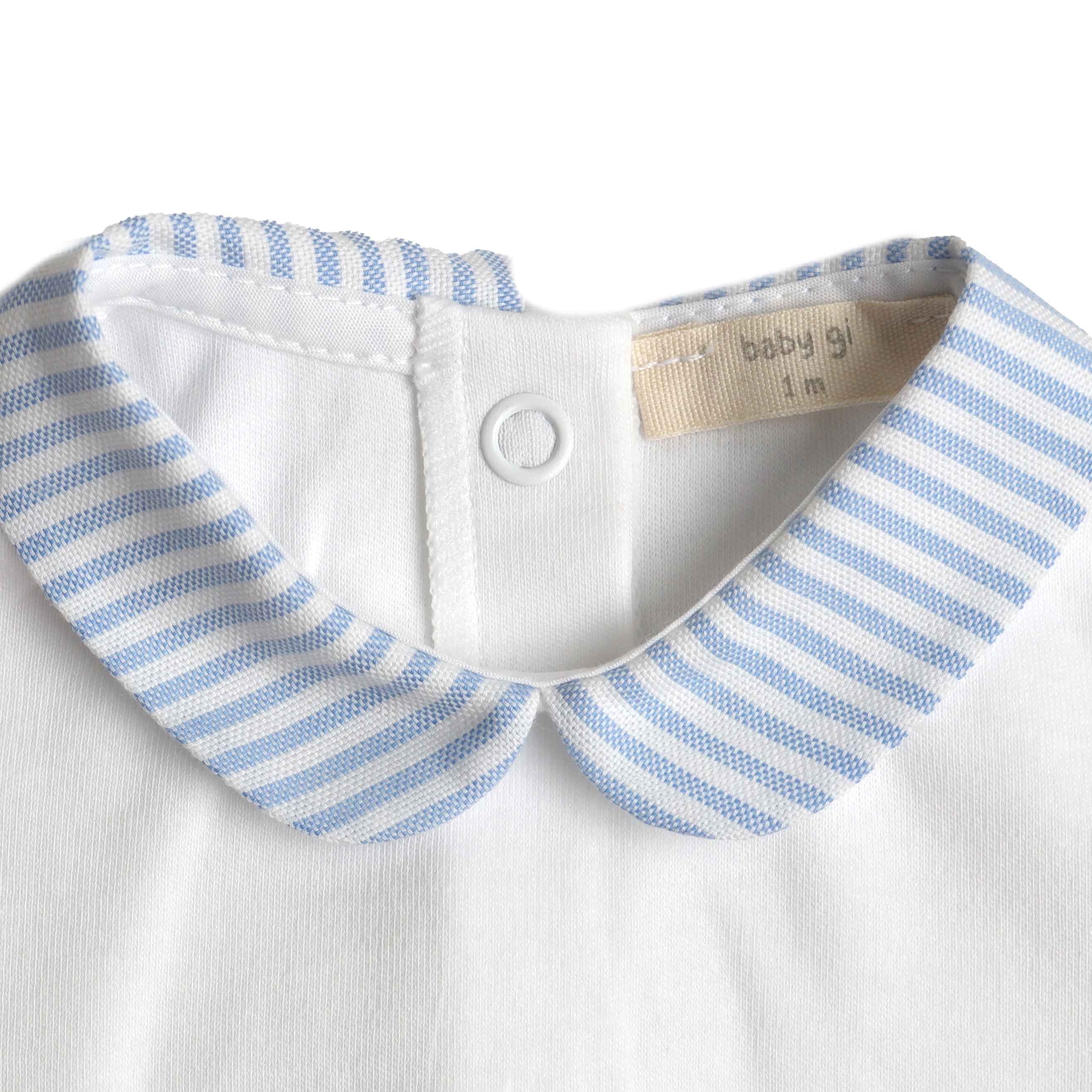 Babygrow - White & Blue Stripes - Baby Gi