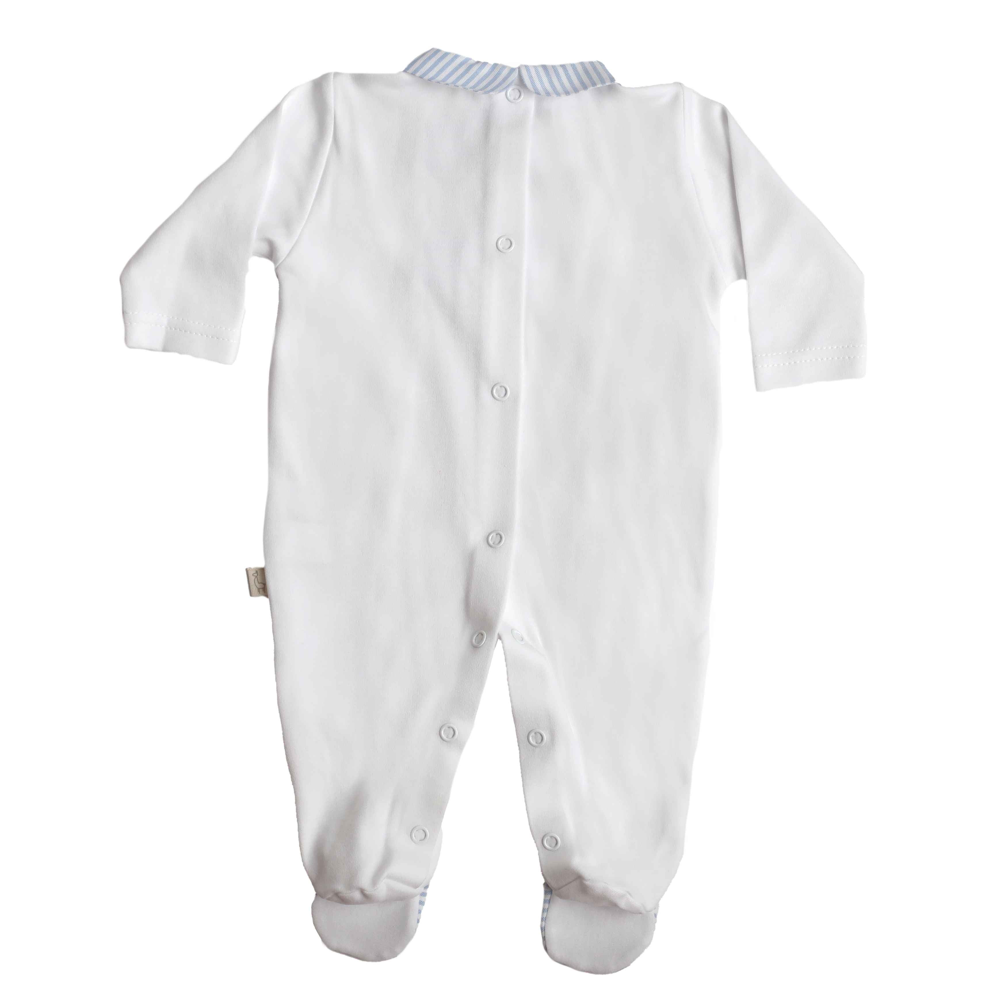Babygrow - White & Blue Stripes - Baby Gi