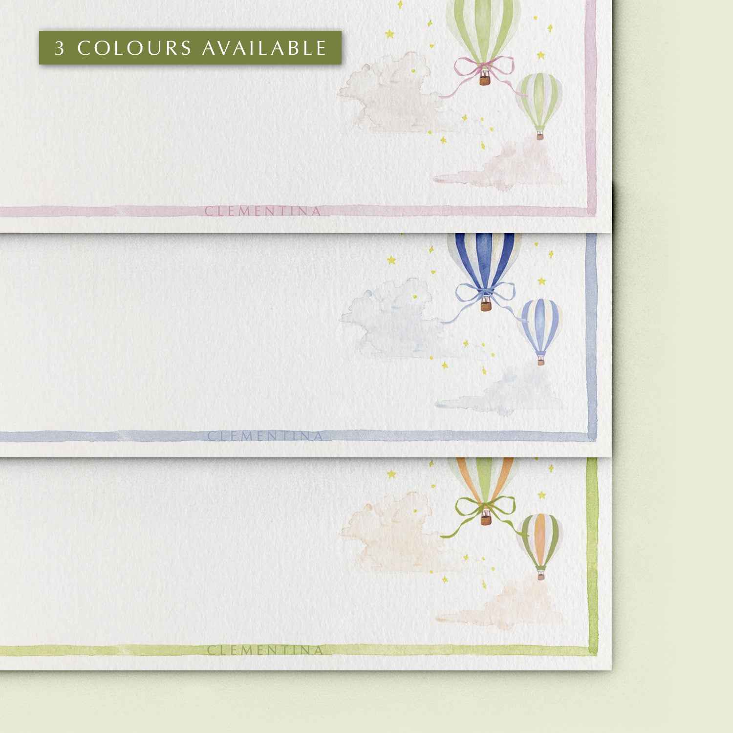 Hot Air Balloons - Blue - Notecard - Over The Moon
