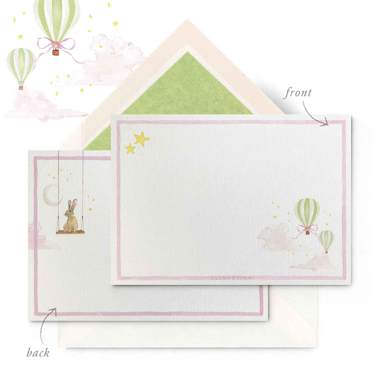 Hot Air Balloons - Pink - Notecards - Over The Moon