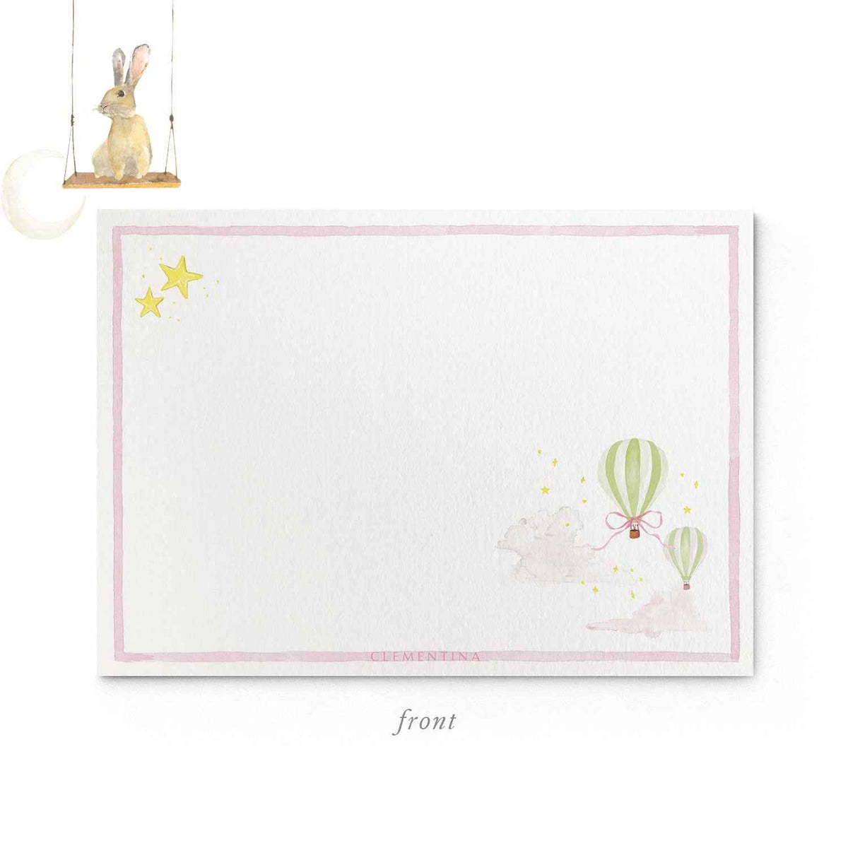 Hot Air Balloons - Pink - Notecards - Over The Moon