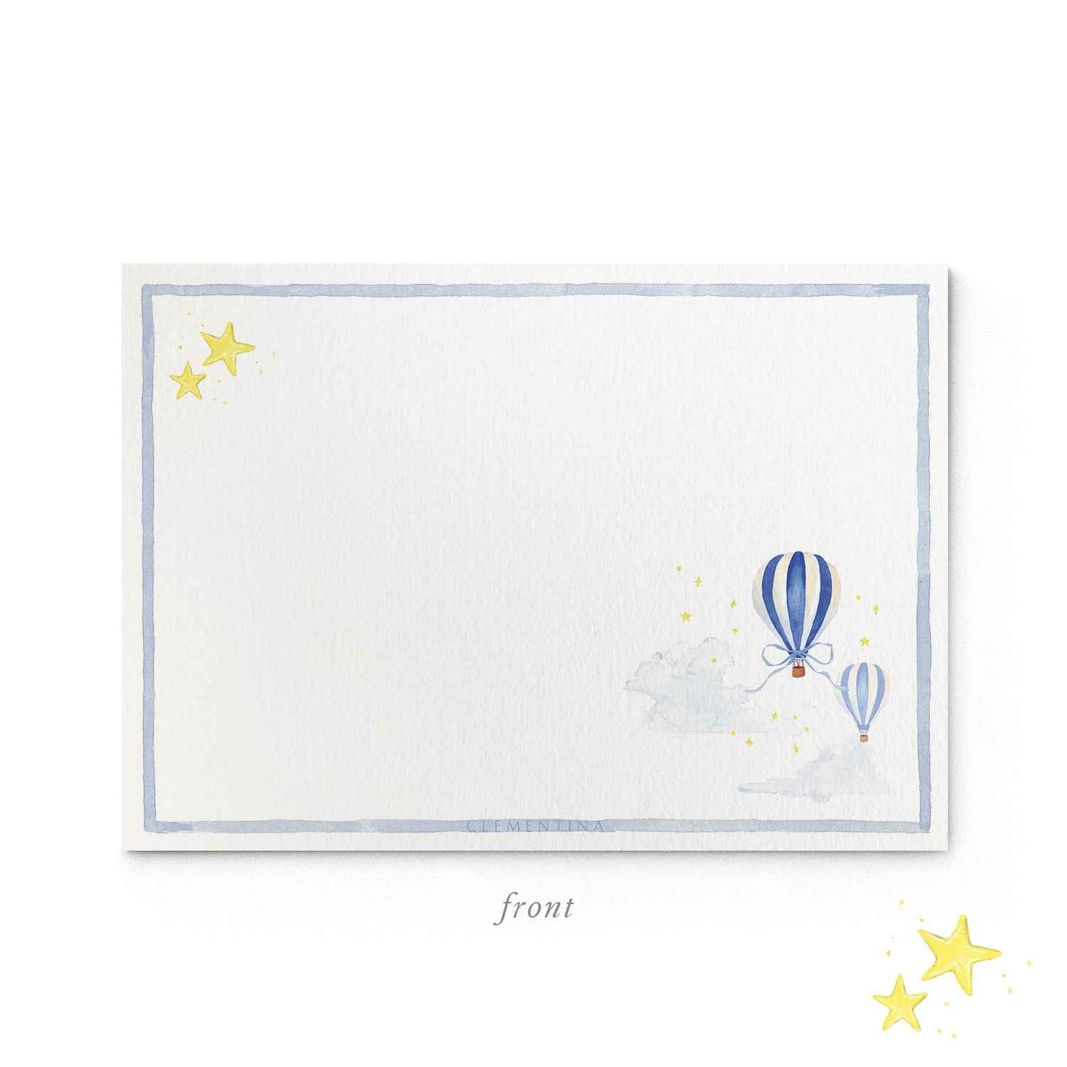 Hot Air Balloons - Blue - Notecard - Over The Moon