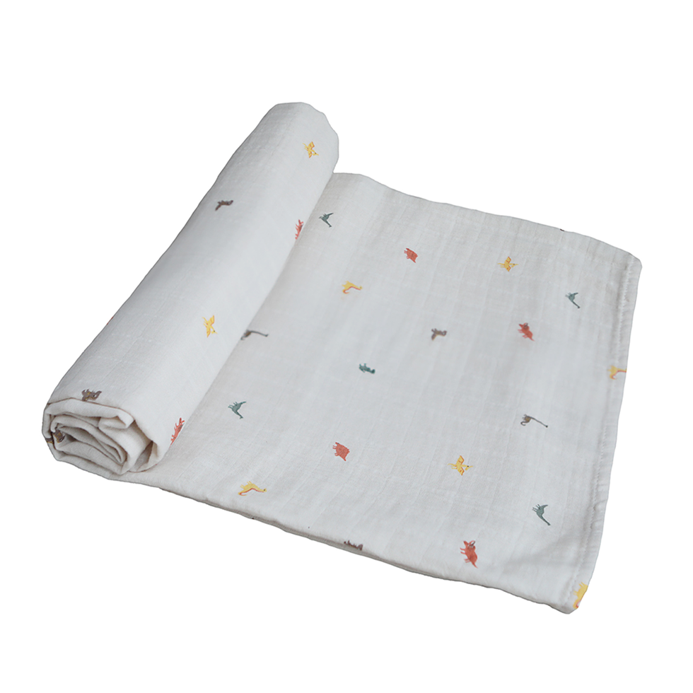 Organic Cotton Swaddle Blanket - Dinosaurs - Mushie