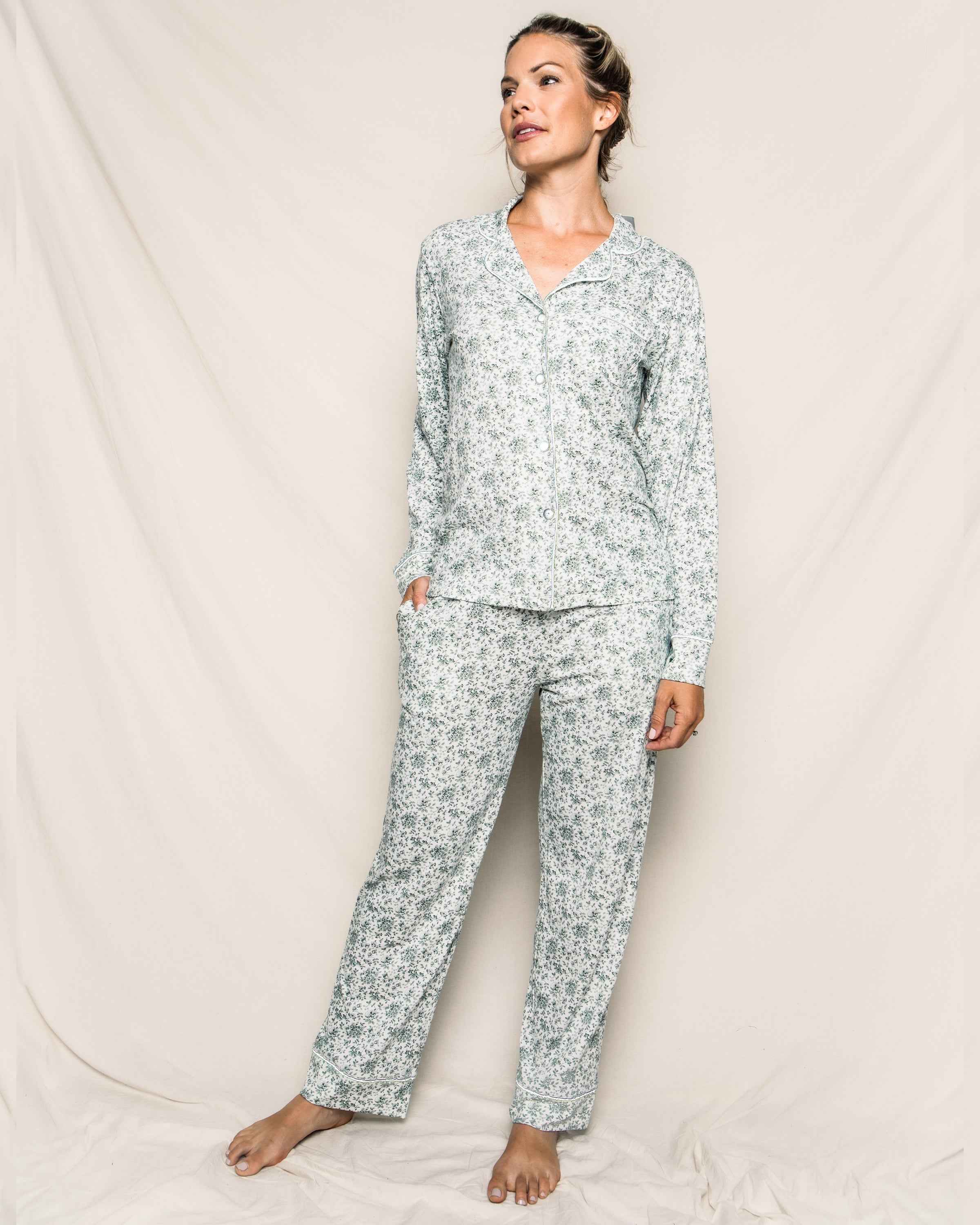 Luxe Pima Women's Sussex Evergreen Pyjama Set - Over The Moon