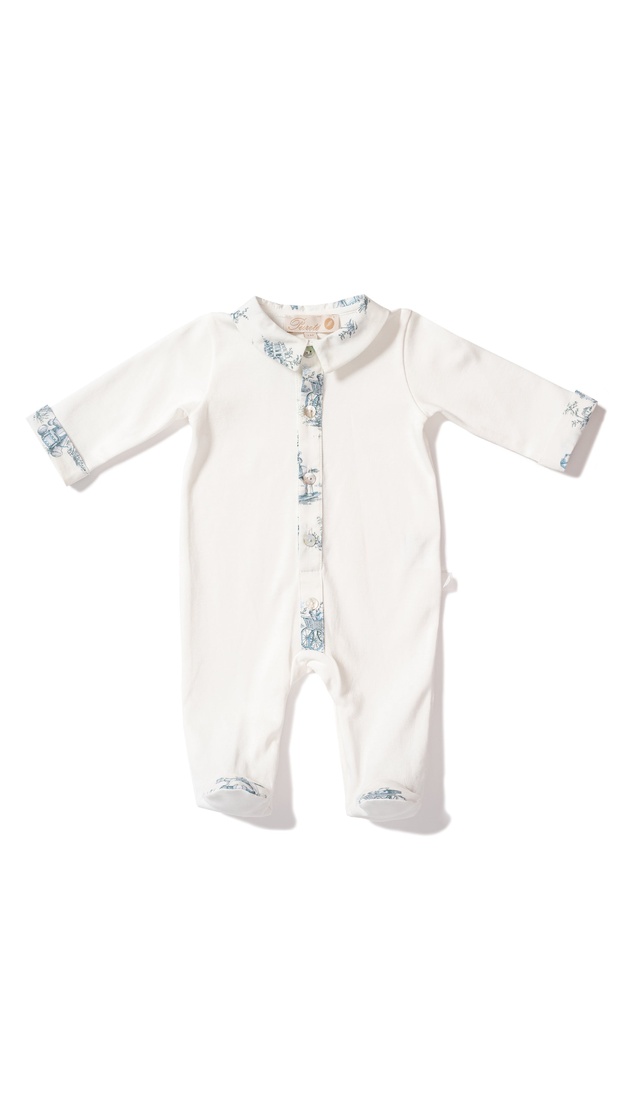 Babygrow & Matching Hat - Blue Toile de Jouy - Purete