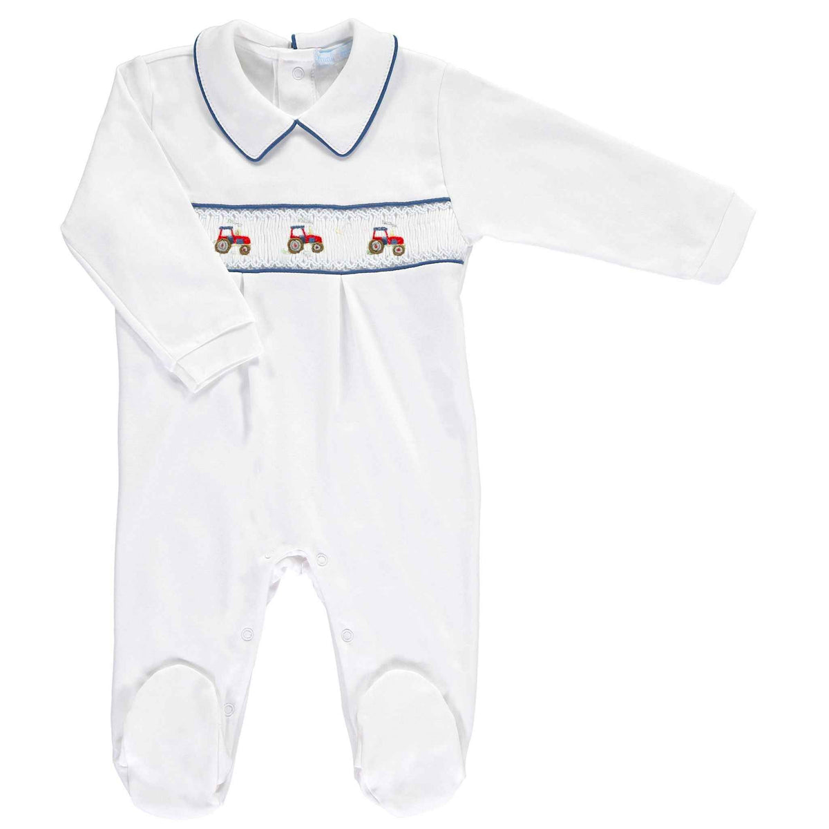 Tractor Smocked Babygrow - Over The Moon