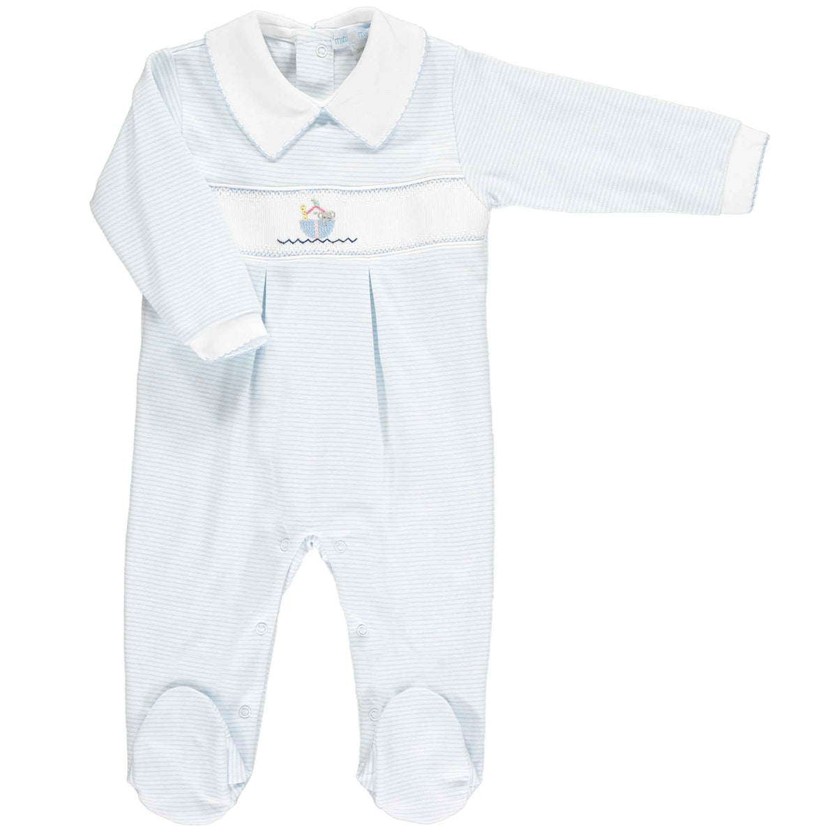 Boys Noahs Ark Smocked Babygrow - Over The Moon