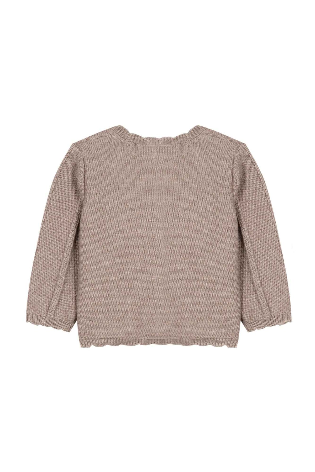 Cardigan - Taupe with floral embroidery - Over The Moon