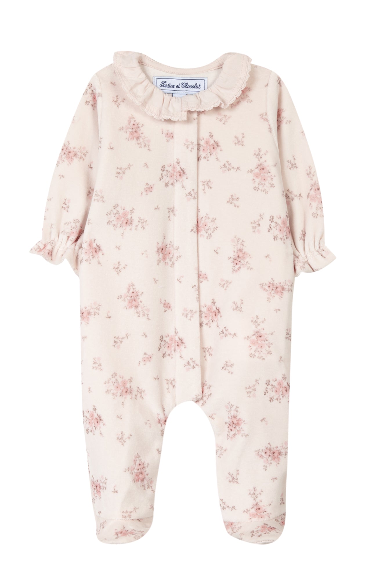 Babygrow - Pale Pink with Floral Print - Tartine Et Chocolat
