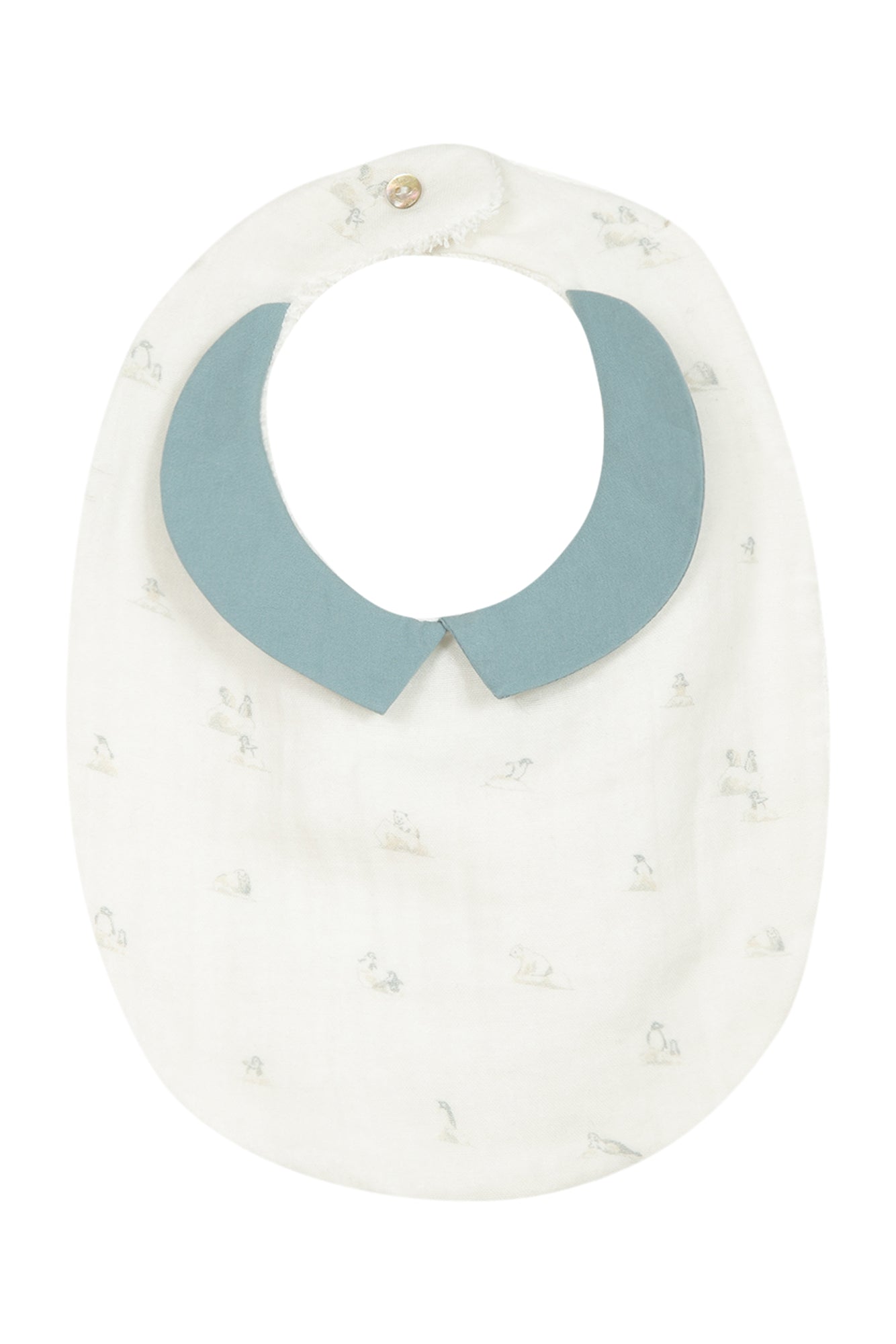 Bib - Frost blue with animal print - Tartine Et Chocolat