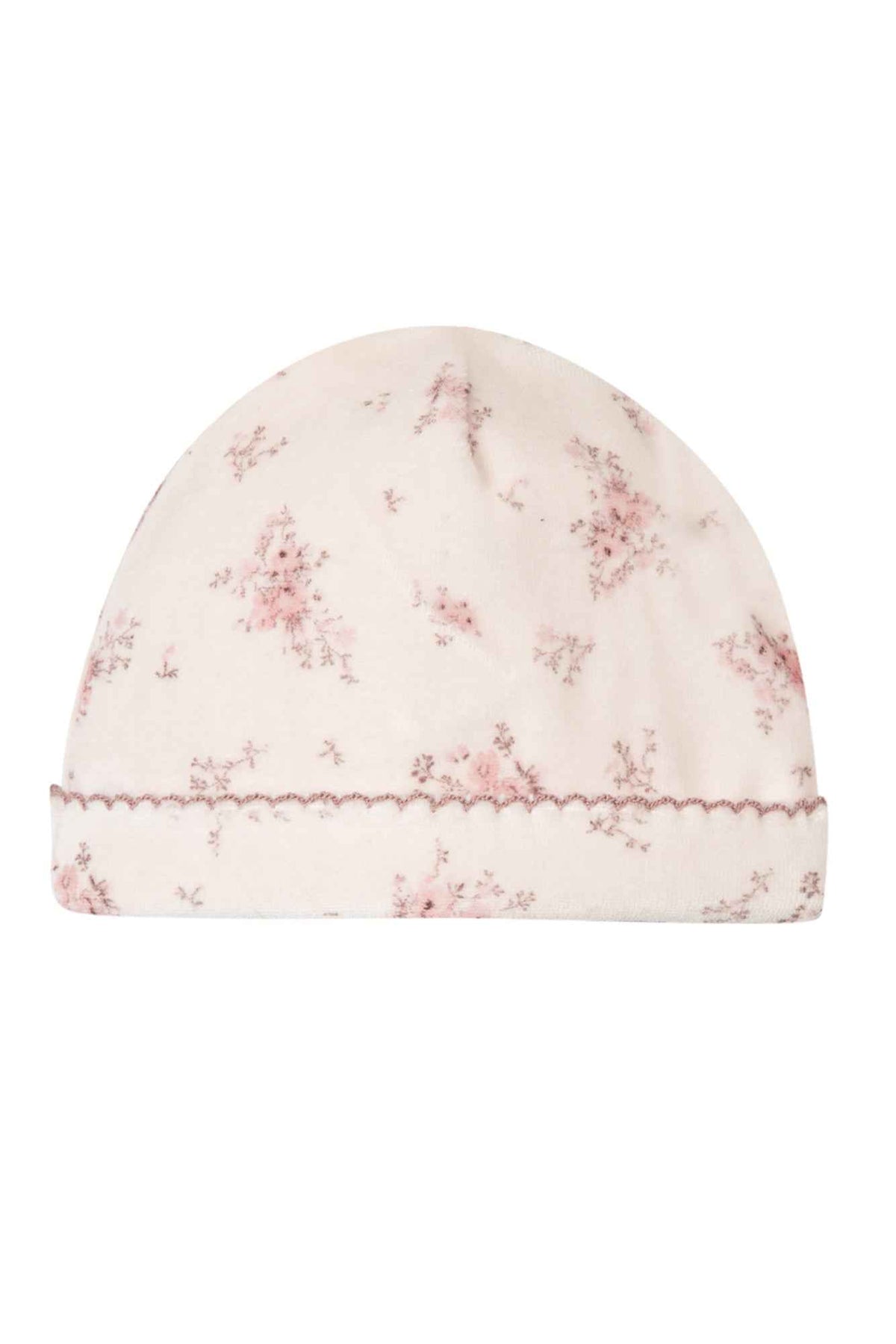 Hat - Pale pink with floral print velour - Over The Moon