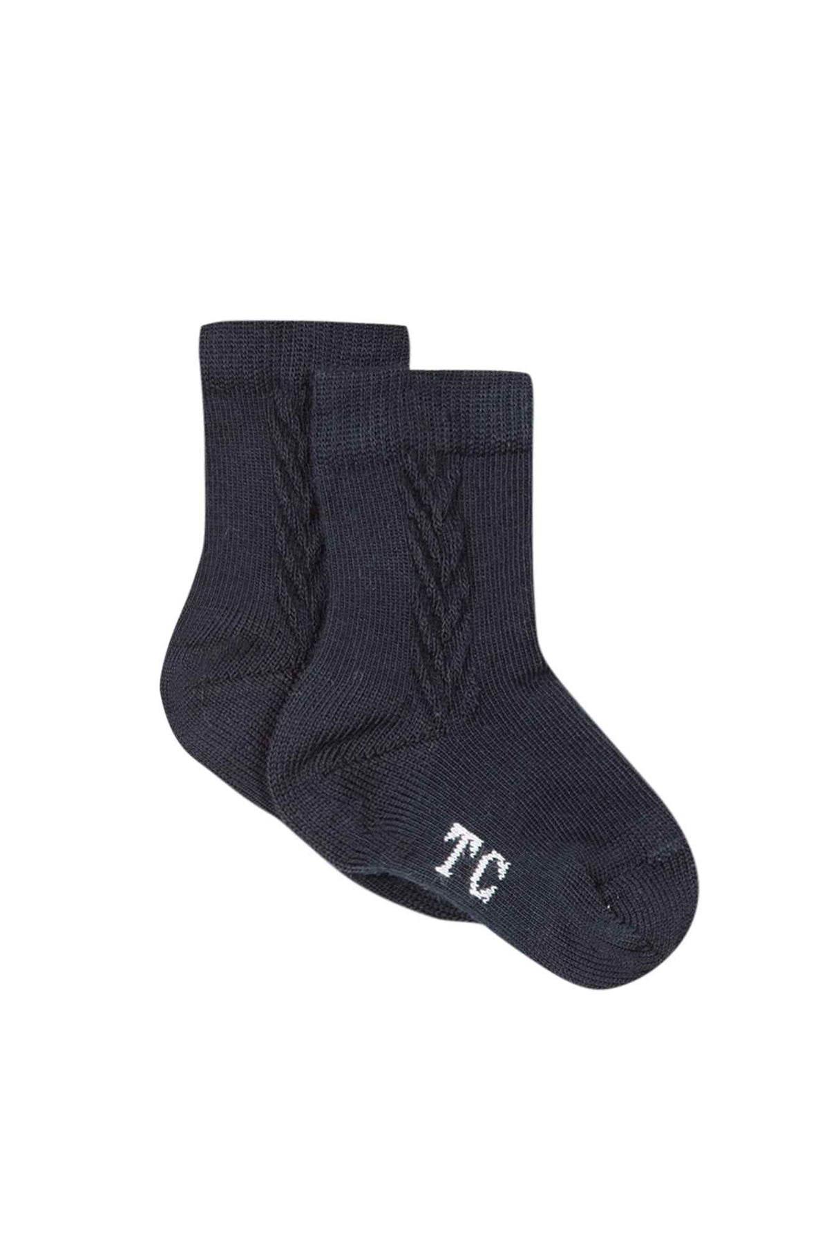 Socks - Navy decorative knit - Over The Moon