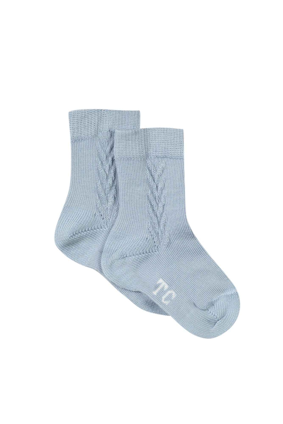 Socks - Frost blue decorative knit - Over The Moon