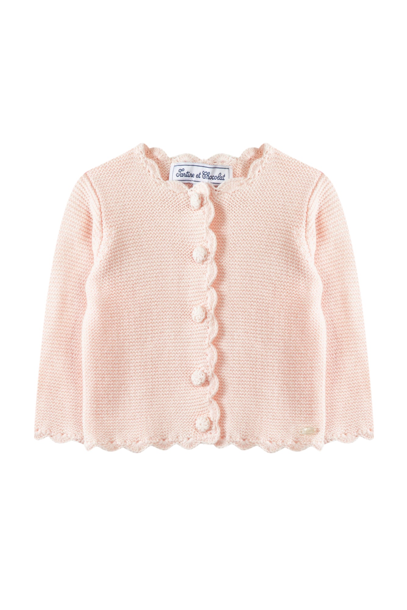 Cardigan - Pale pink cotton knit - Tartine Et Chocolat