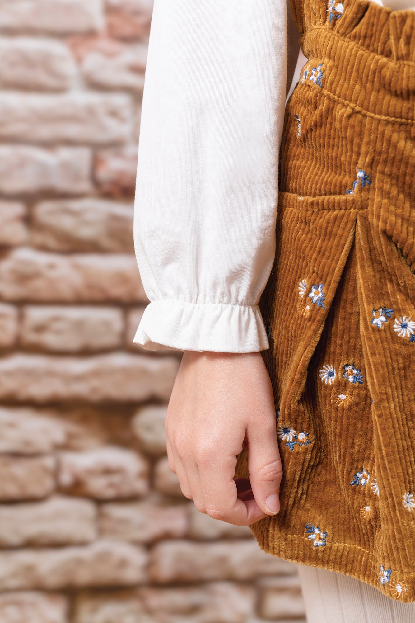 Blouse - Mother-of-pearl with bib collar Pearl / 5Y