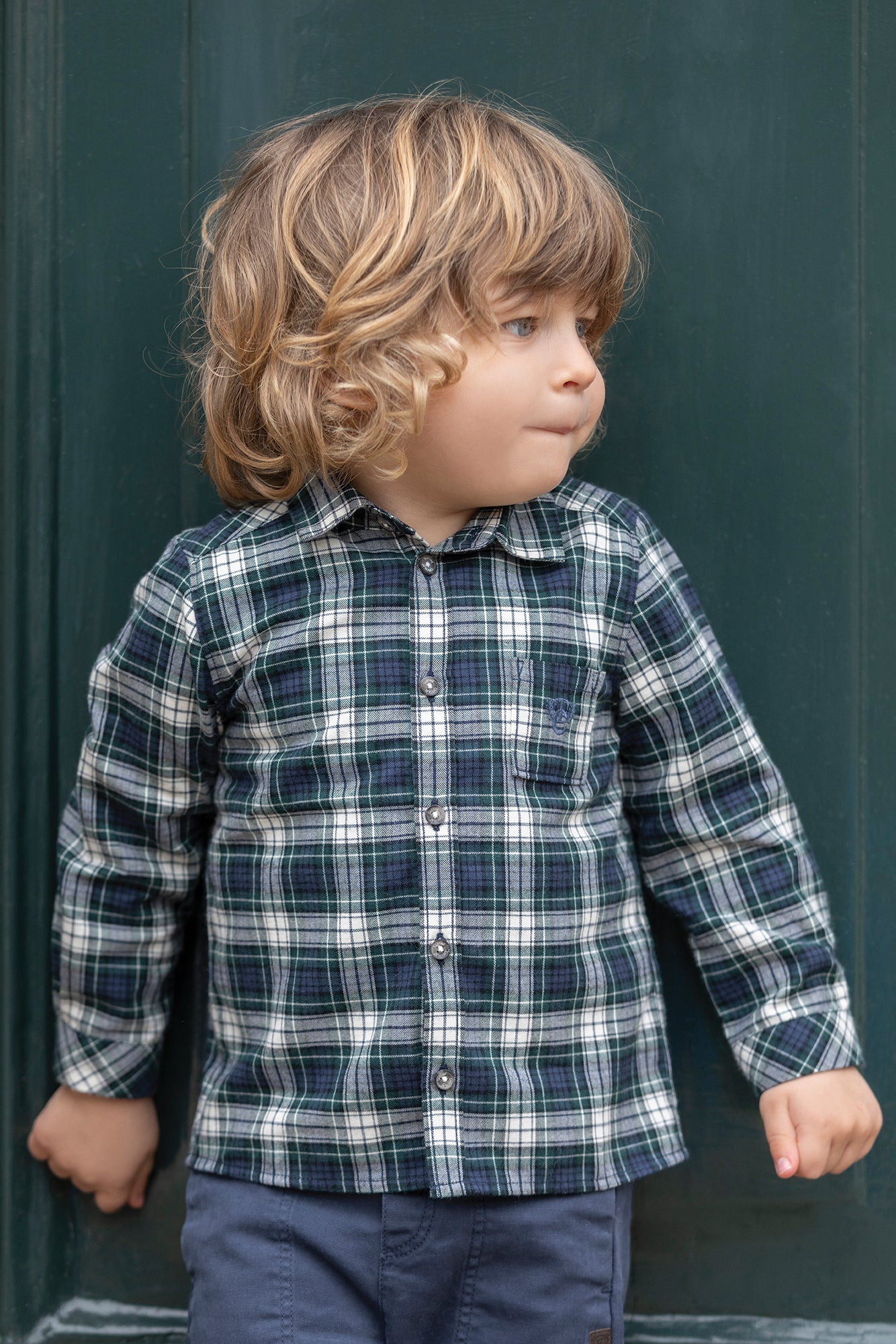 Shirt - Navy checked cotton Marine / 9M