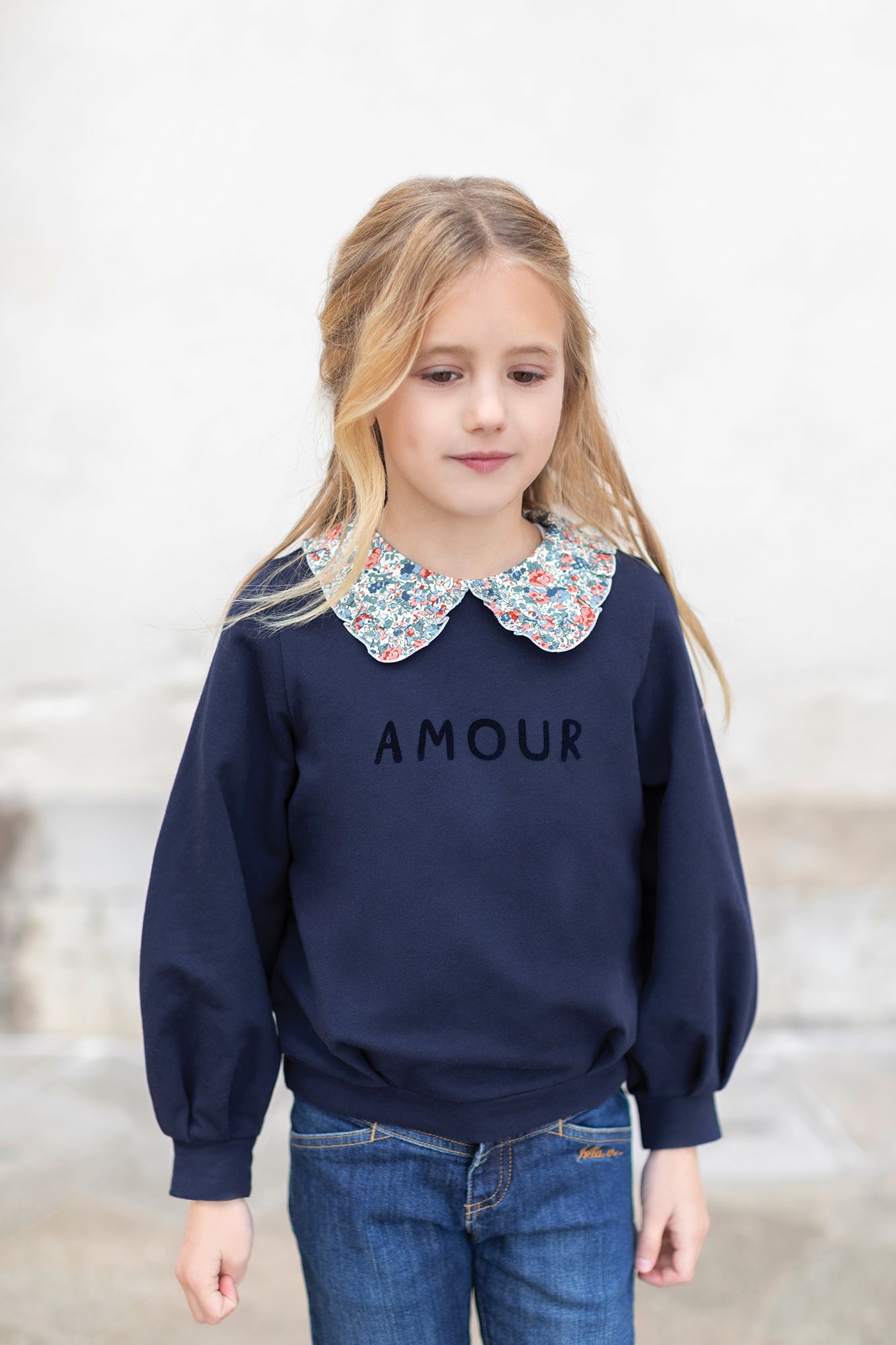 Sweatshirt - Navy with Peter Pan collar Marine / 5Y