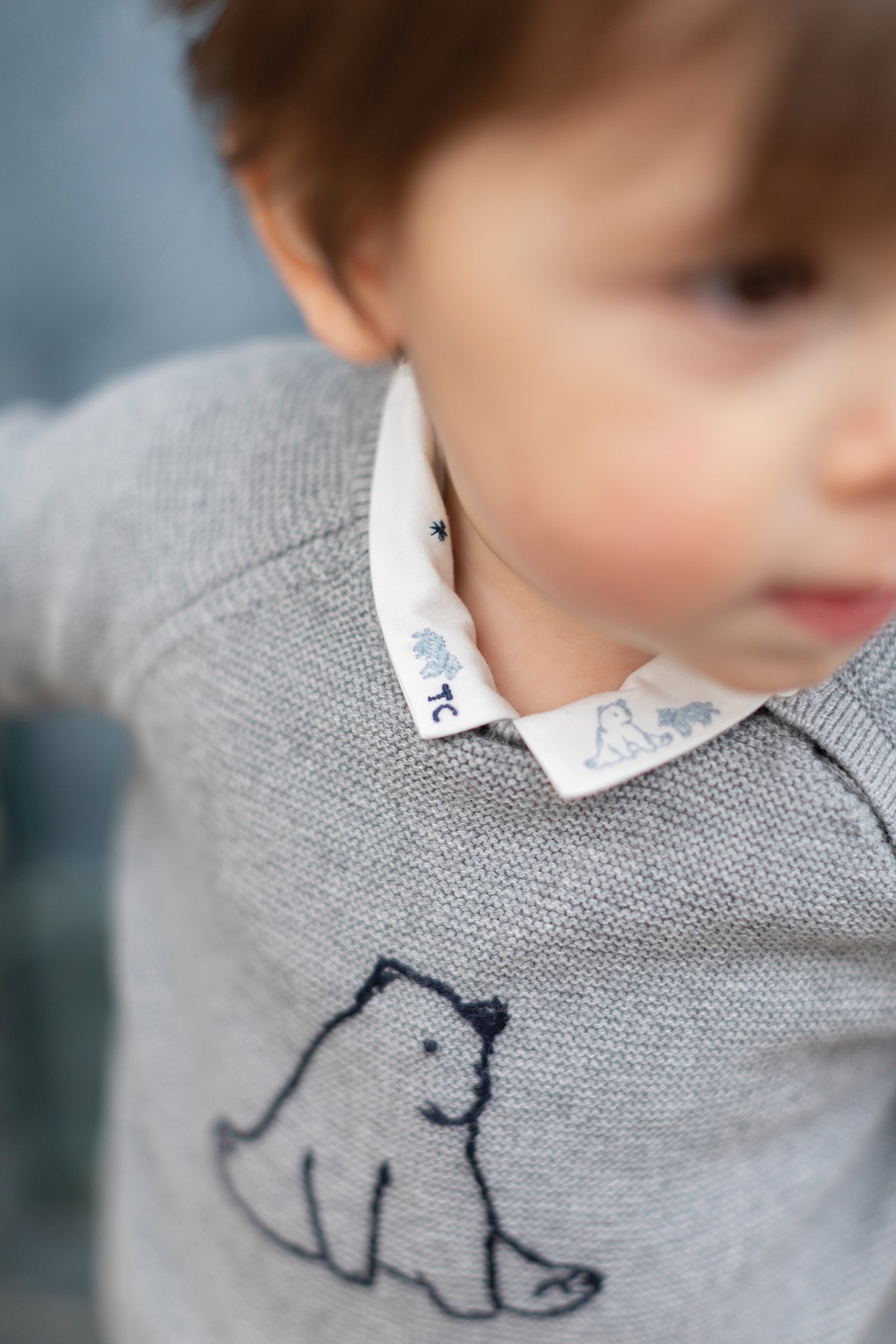 Bodysuit - Mother-of-pearl with bear embroidery Pearl / 3M