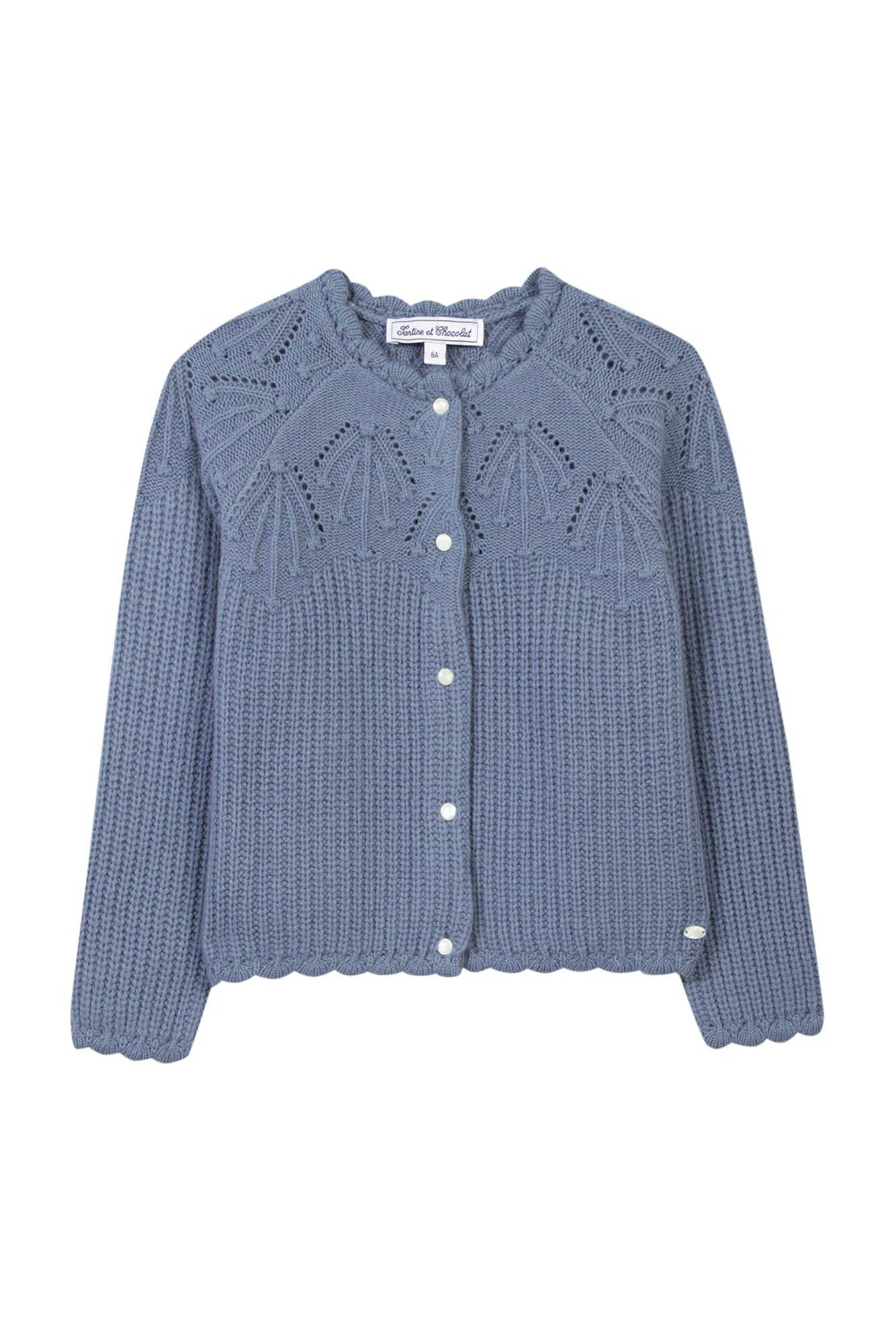 Cardigan - Cornflower openwork jersey Blueberry / 5Y
