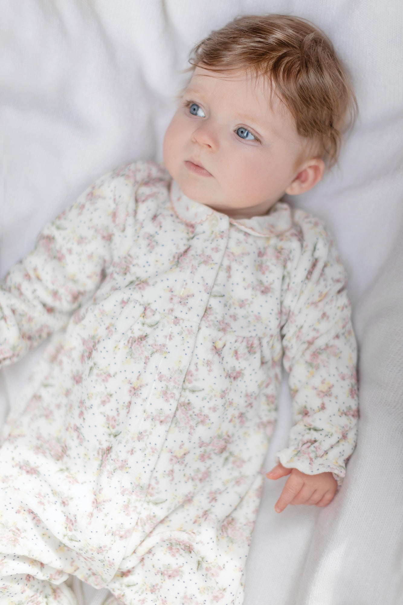 Pyjamas - Mother-of-pearl velour with floral print Pearl / 3M