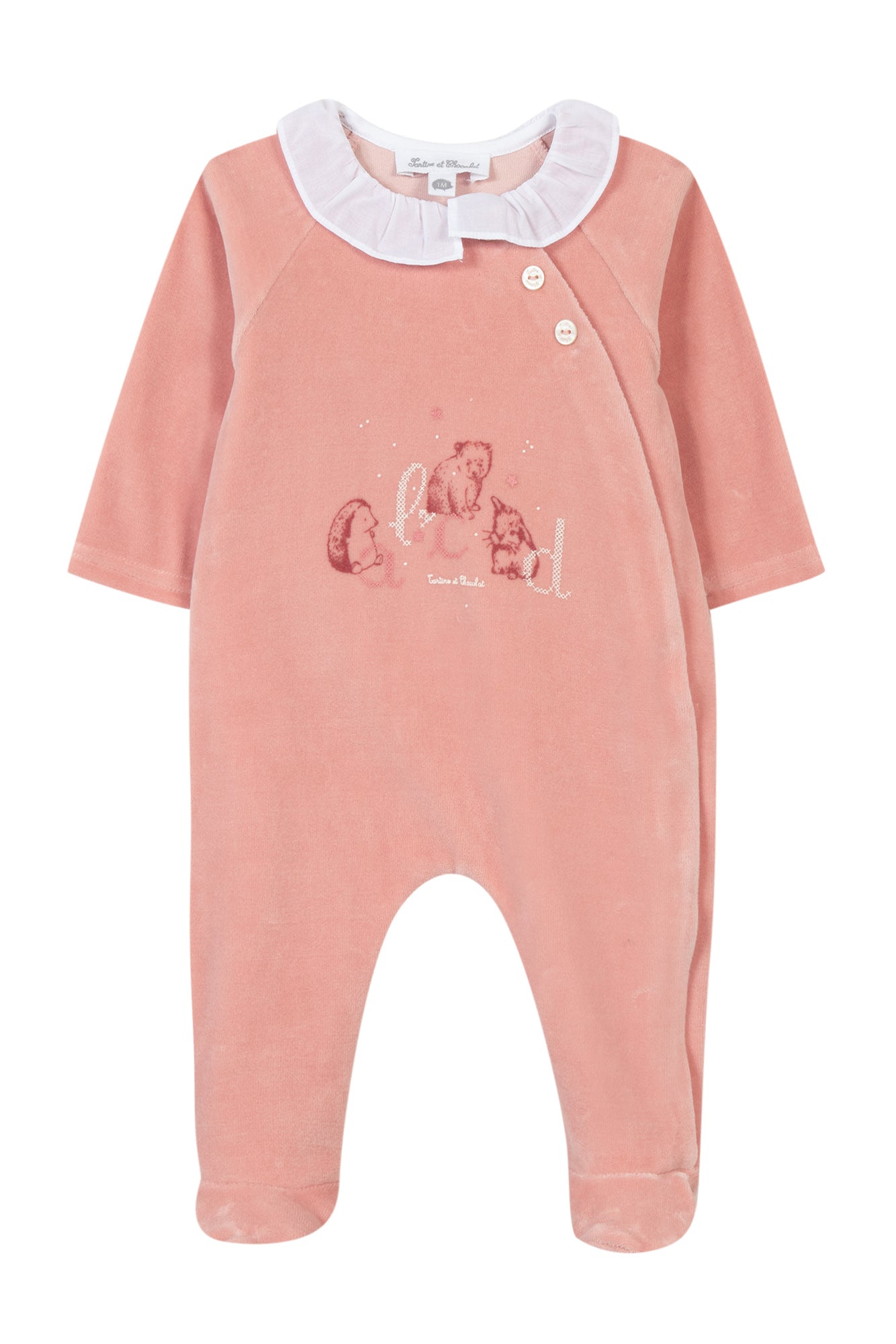 Pyjamas - Peach velour with alphabet Sin / 3M