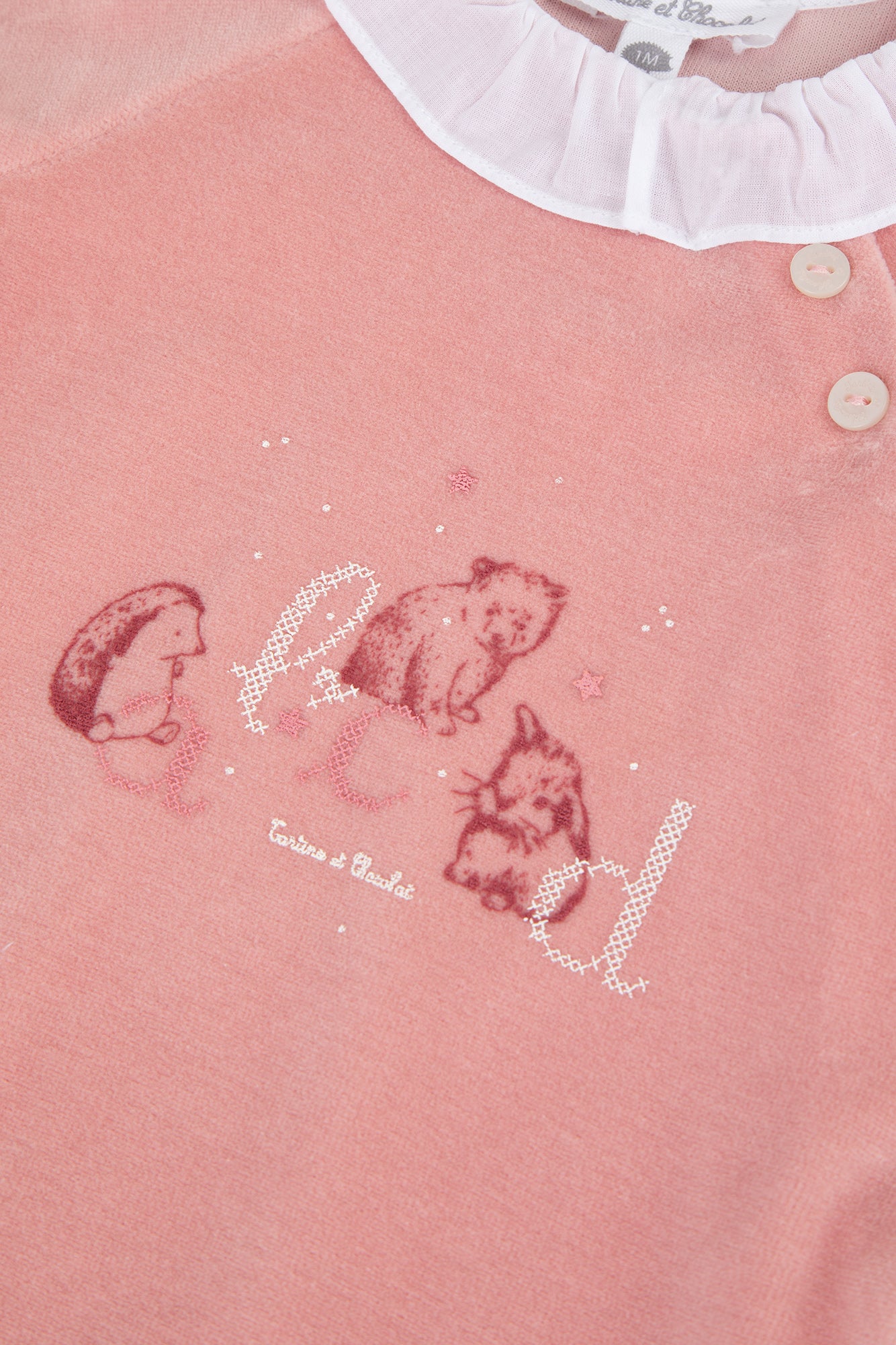 Pyjamas - Peach velour with alphabet Sin / 3M