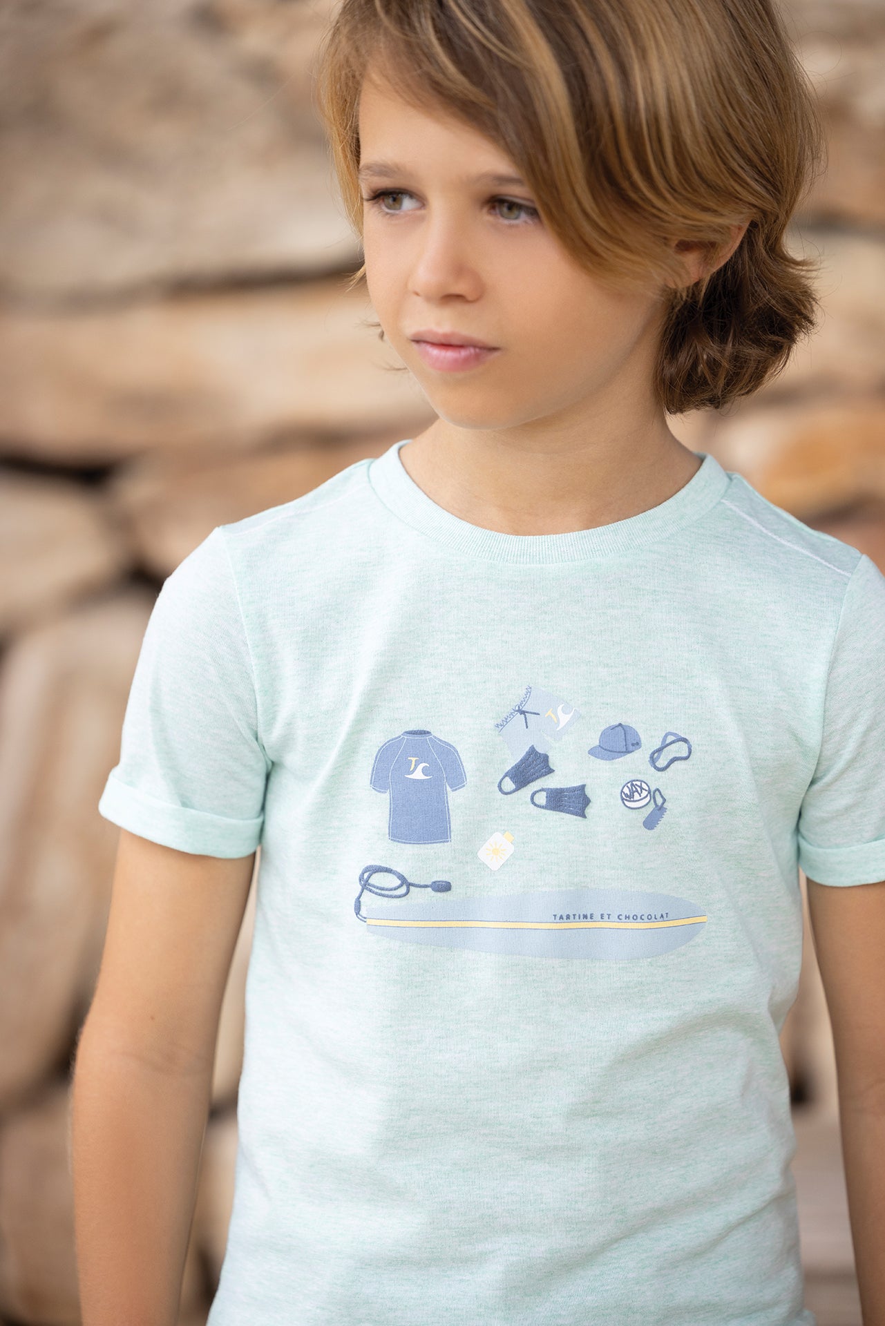 T-Shirt - Green Illustration Surfer - Tartine Et Chocolat