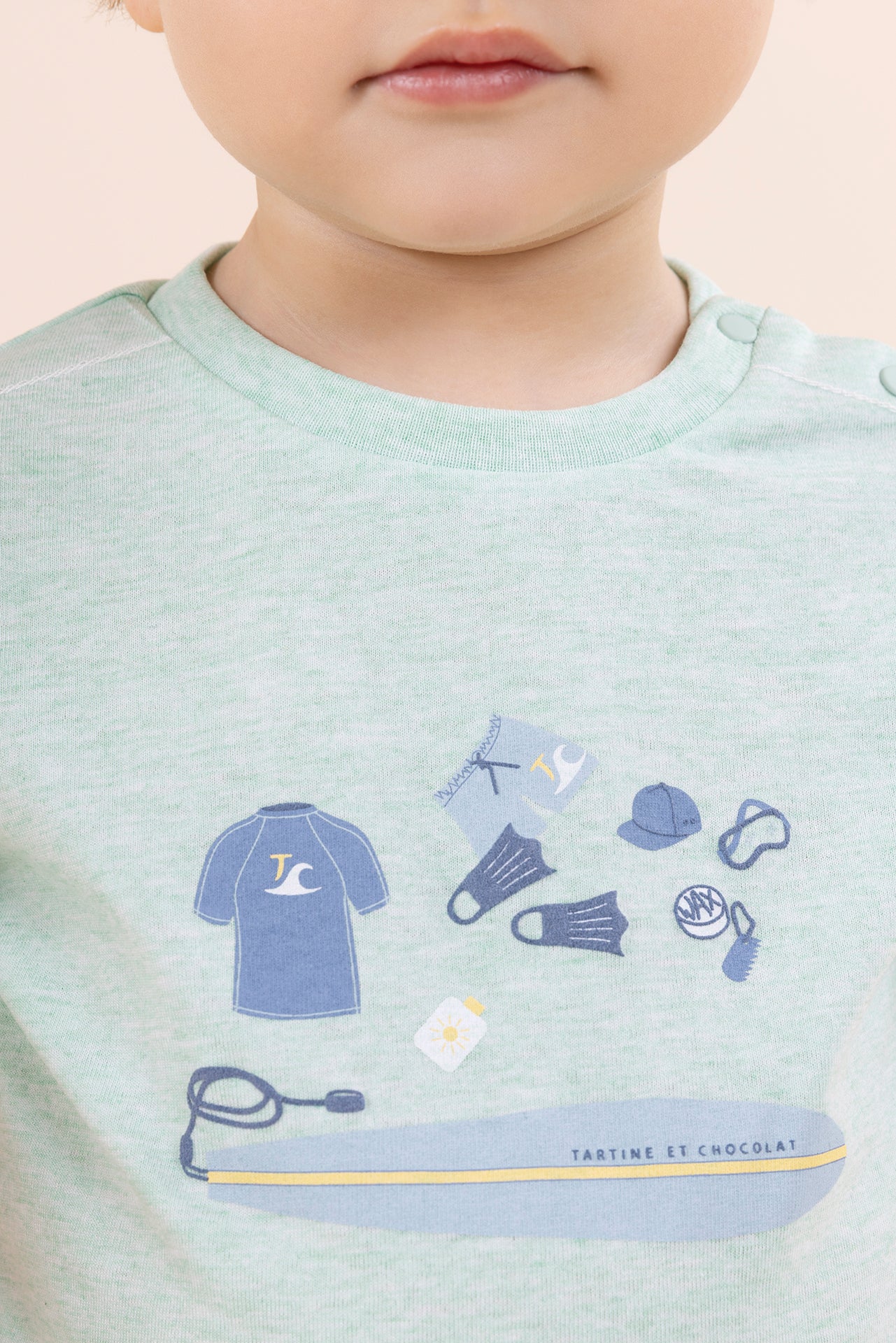 T-Shirt - Green Illustration Surfer Mint Green / 1Y