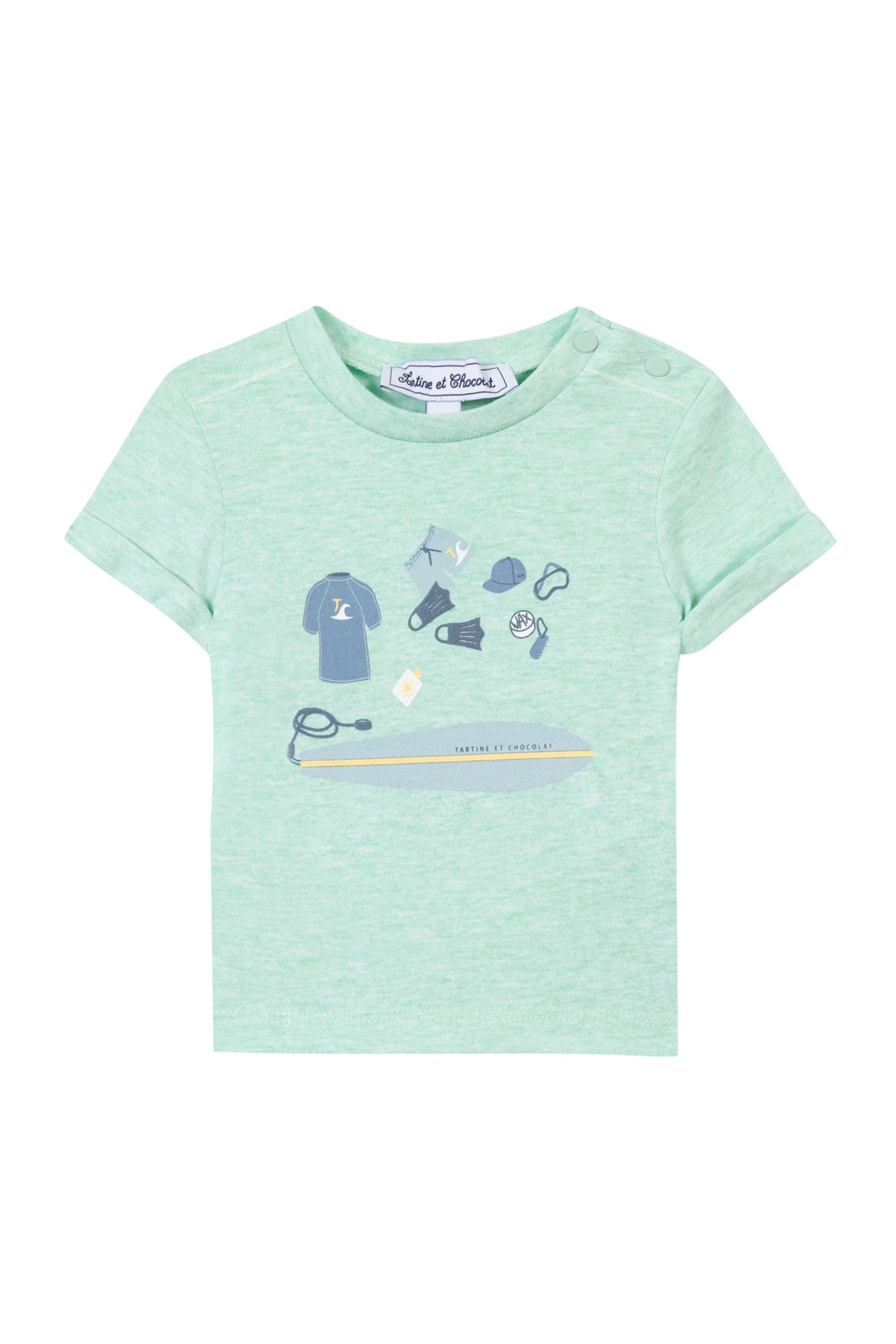T-Shirt - Green Illustration Surfer Mint Green / 1Y