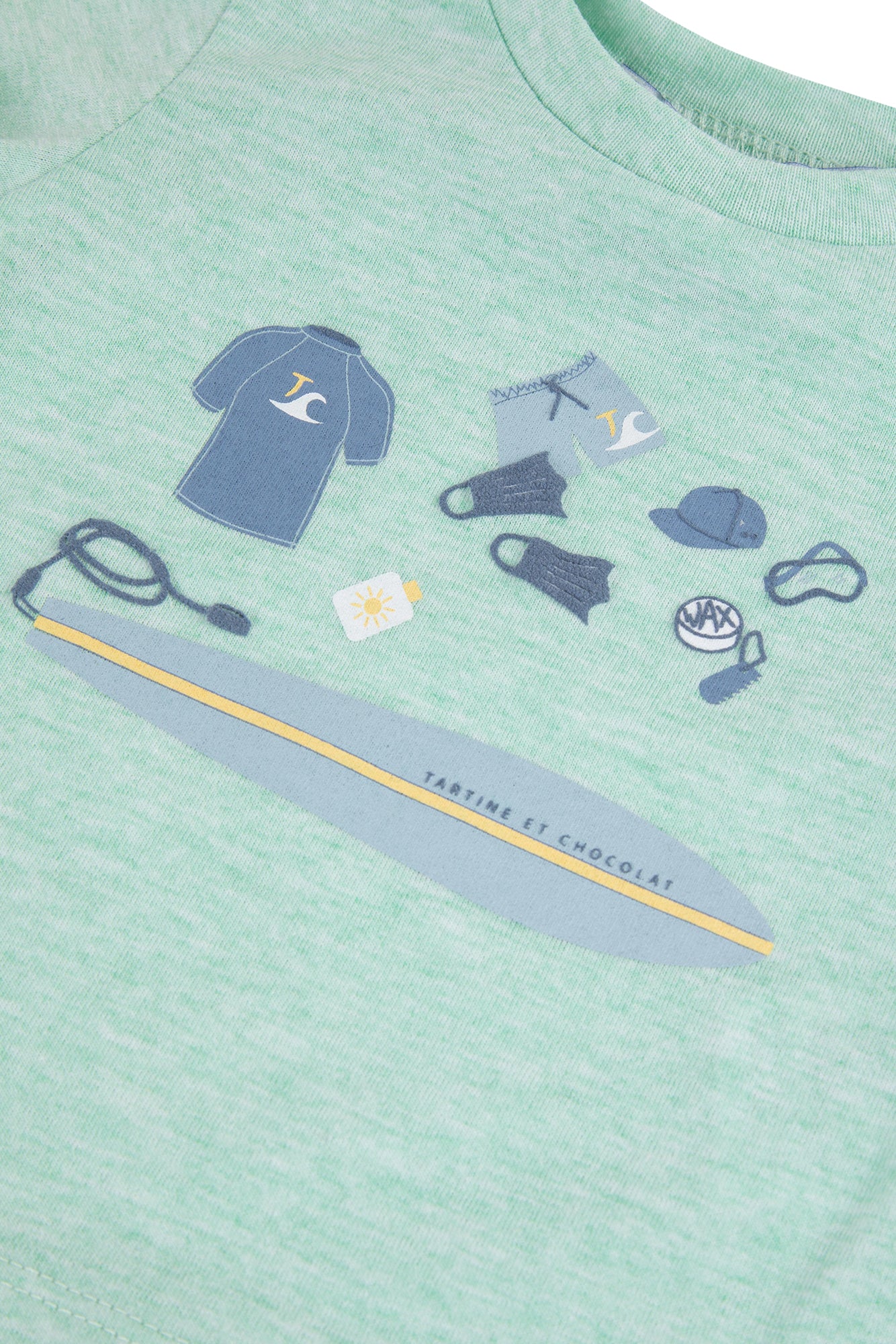 T-Shirt - Green Illustration Surfer Mint Green / 1Y