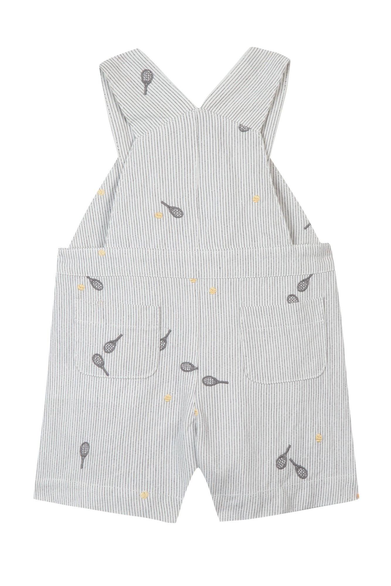 Dungaree - Stripes With Embroidery White / 6M