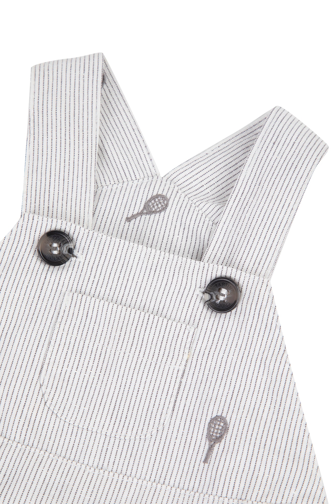 Dungaree - Stripes With Embroidery White / 6M