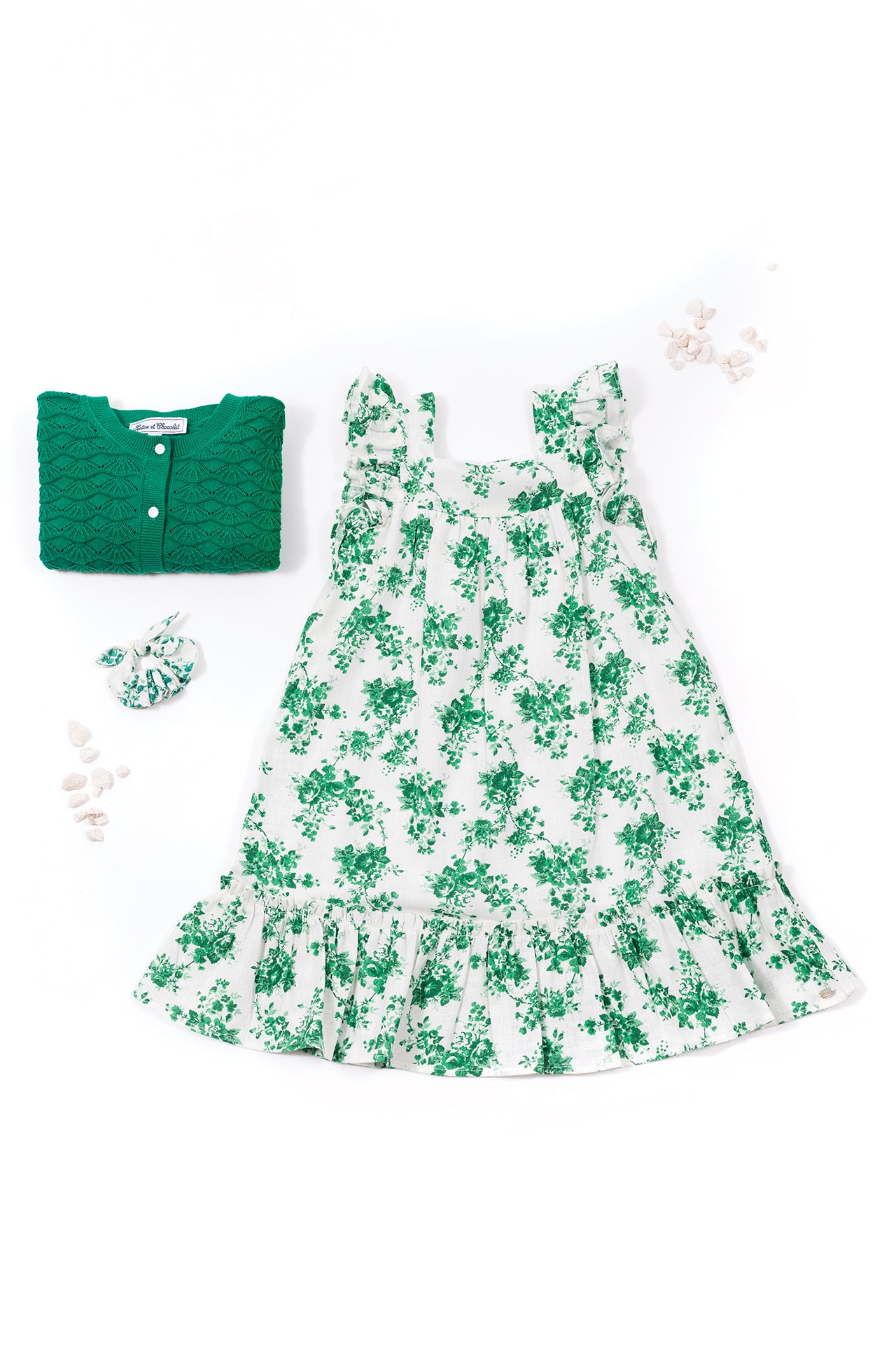 Dress - Green Print Flower Green / 4Y
