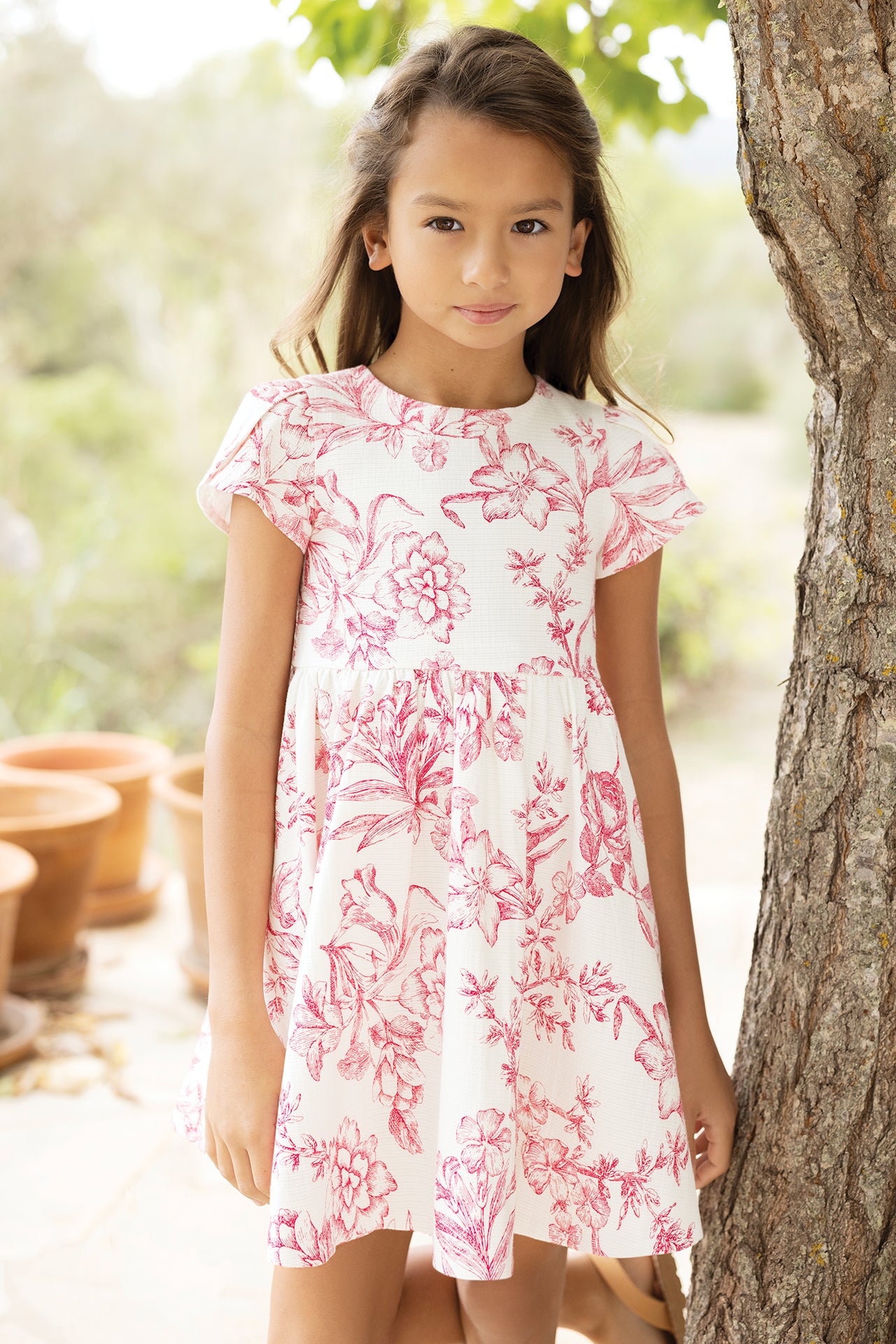 Dress - Pink Jacquard Bougainvillier / 4Y