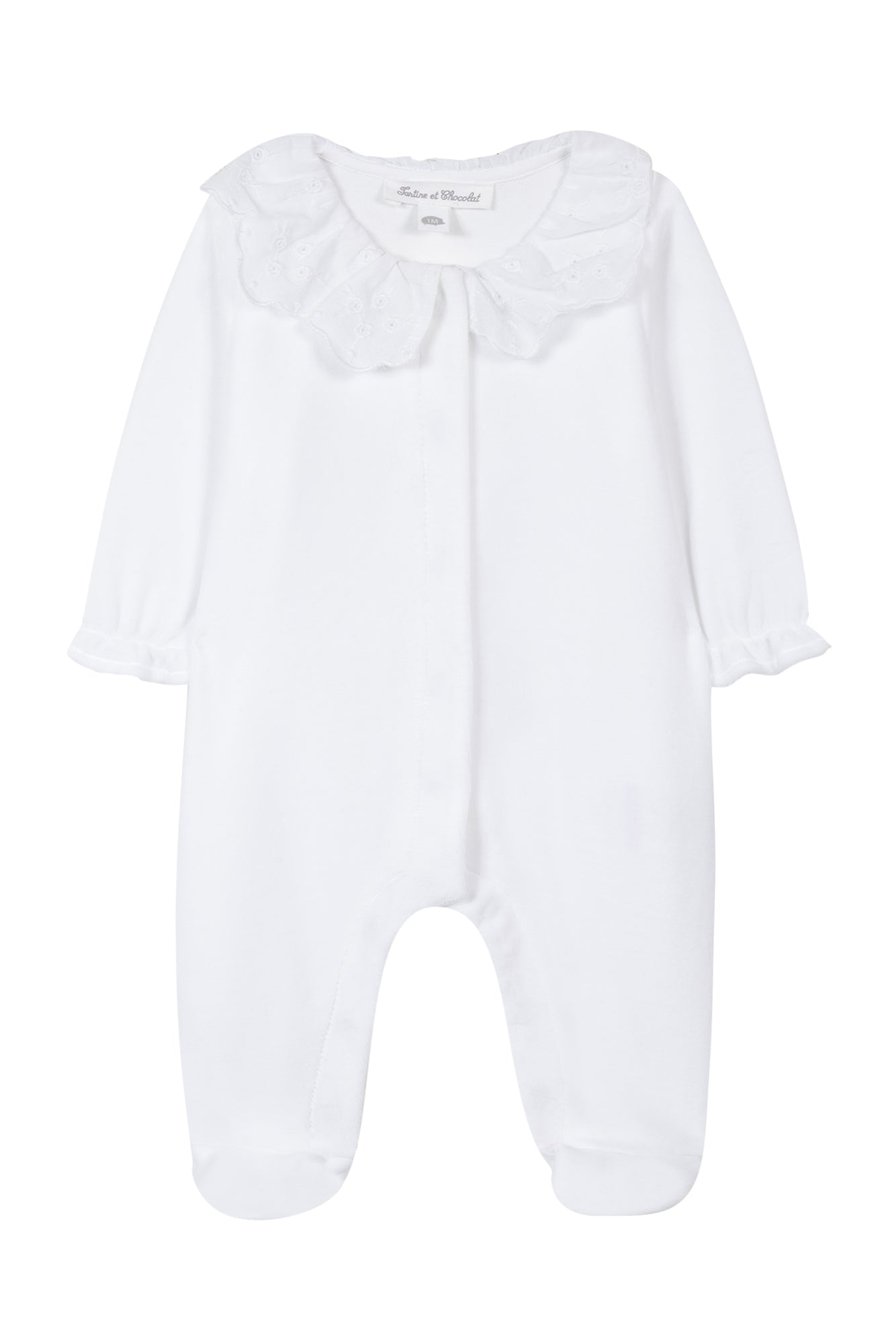 Pyjamas - White Velvet Collar Embroidered White / 3M