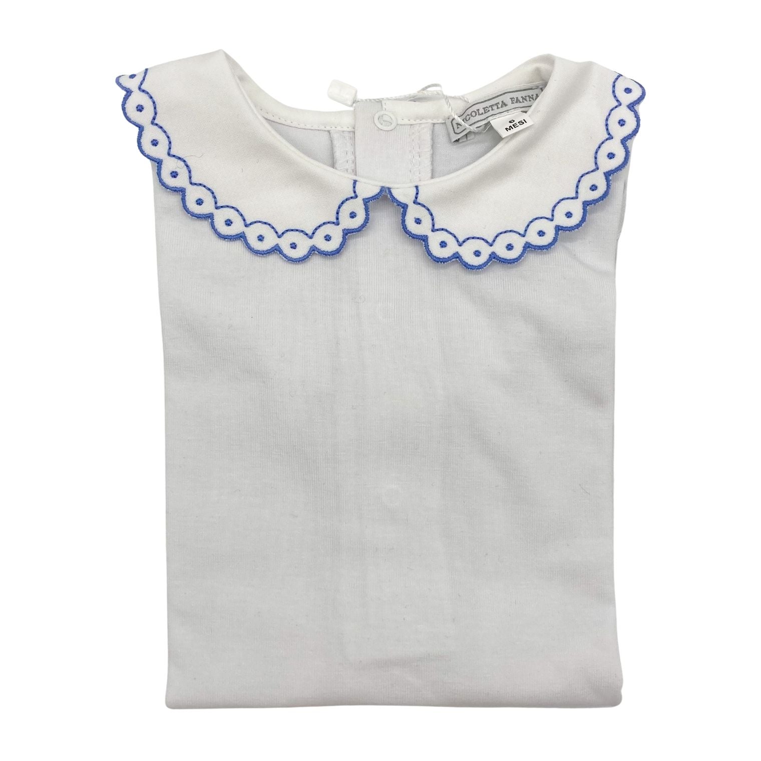 White Cotton Body with Embroidered Collar - Emily - Over The Moon
