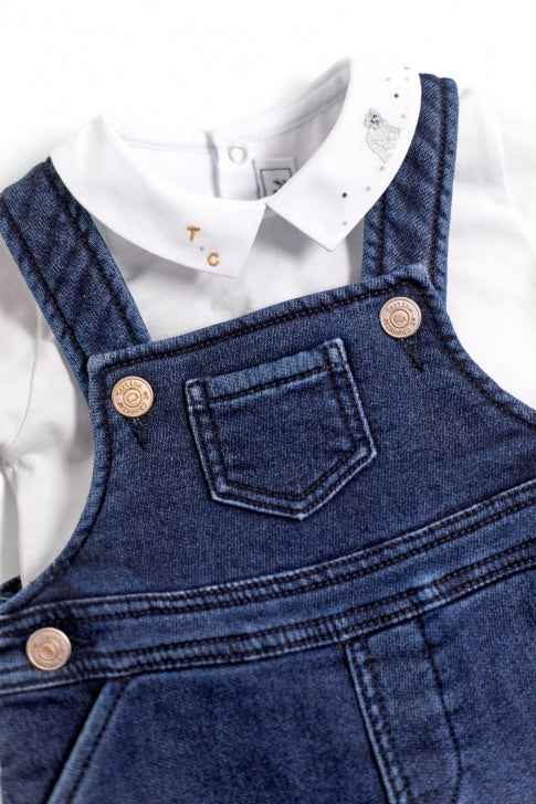Dungarees - Navy Denim Jersey - Over The Moon