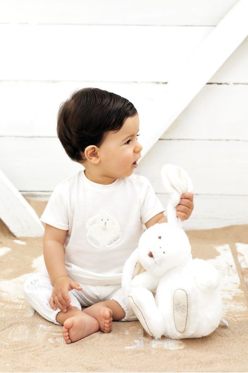 T-shirt - White jersey with rabbit - Tartine Et Chocolat