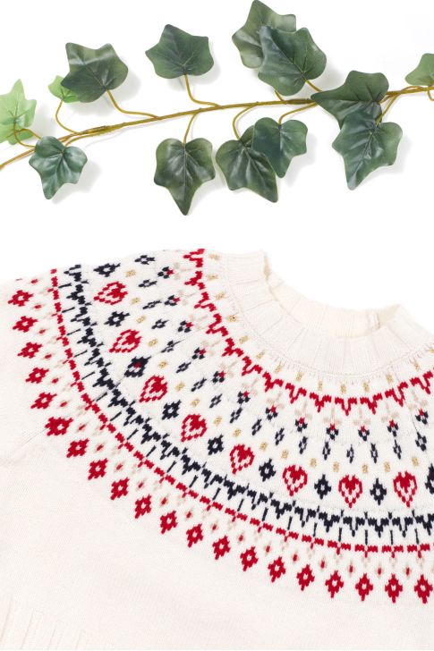 Jumper - Mother-of-pearl wool with jacquard pattern - Tartine Et Chocolat
