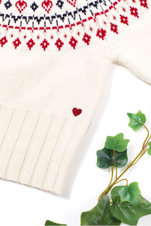Jumper - Mother-of-pearl wool with jacquard pattern - Tartine Et Chocolat