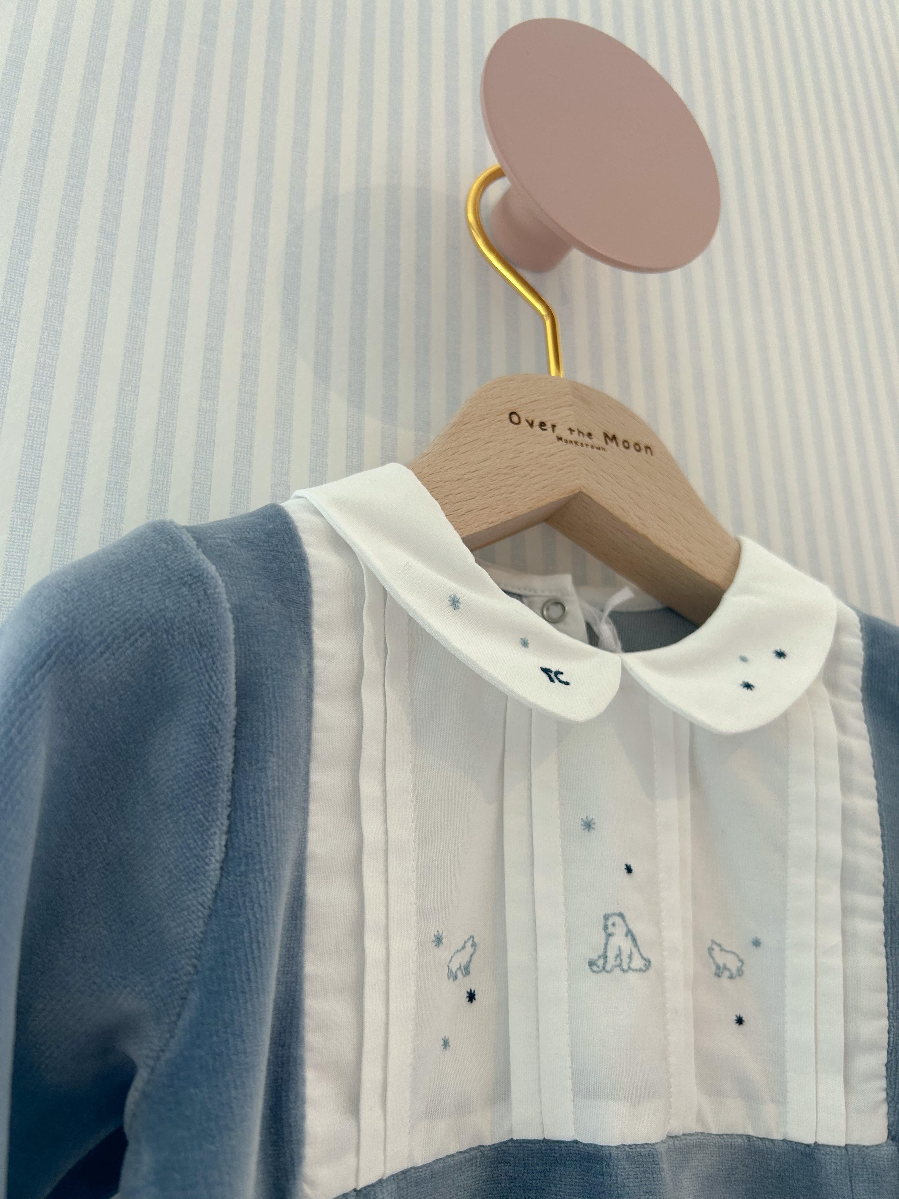 Babygrow - Blue Grey with bib collar - Tartine Et Chocolat