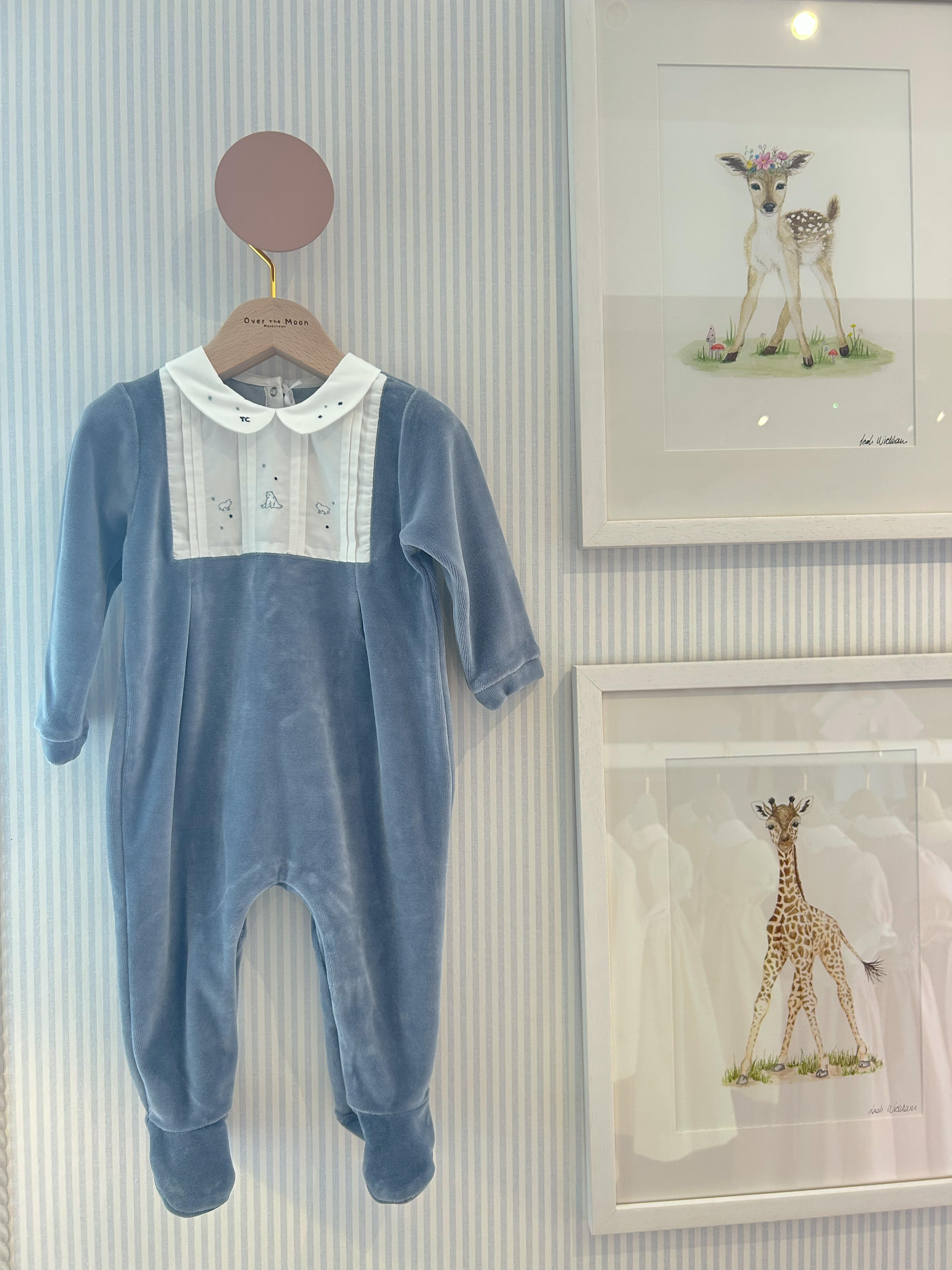 Babygrow - Blue Grey with bib collar - Tartine Et Chocolat