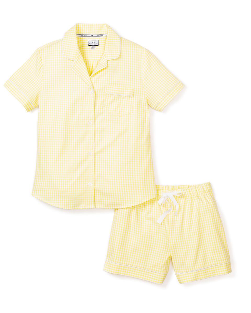 Yellow Gingham Short-Sleeved Classic Short Set