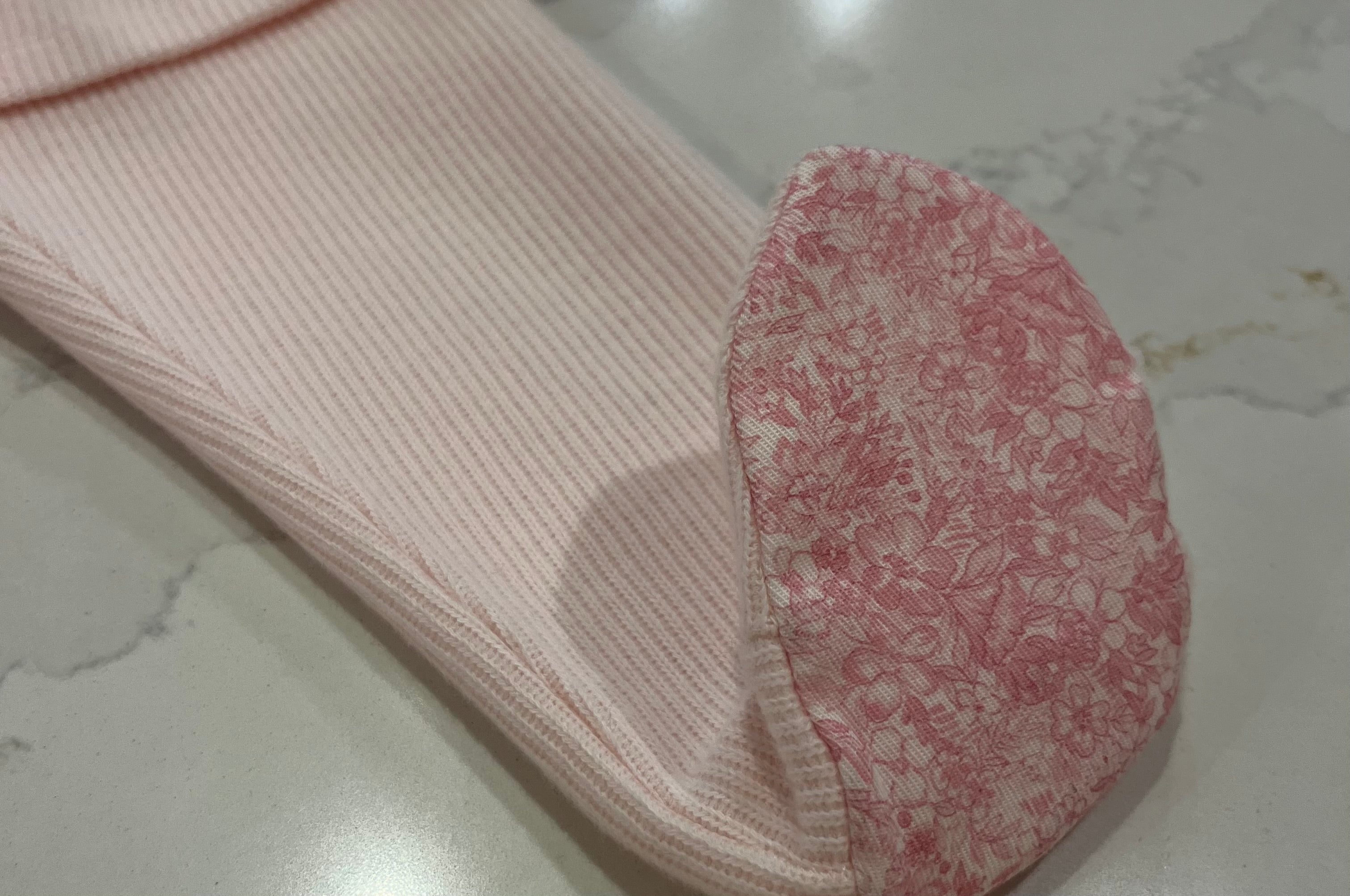 Three Piece Set - Pink Ribbed with Bow