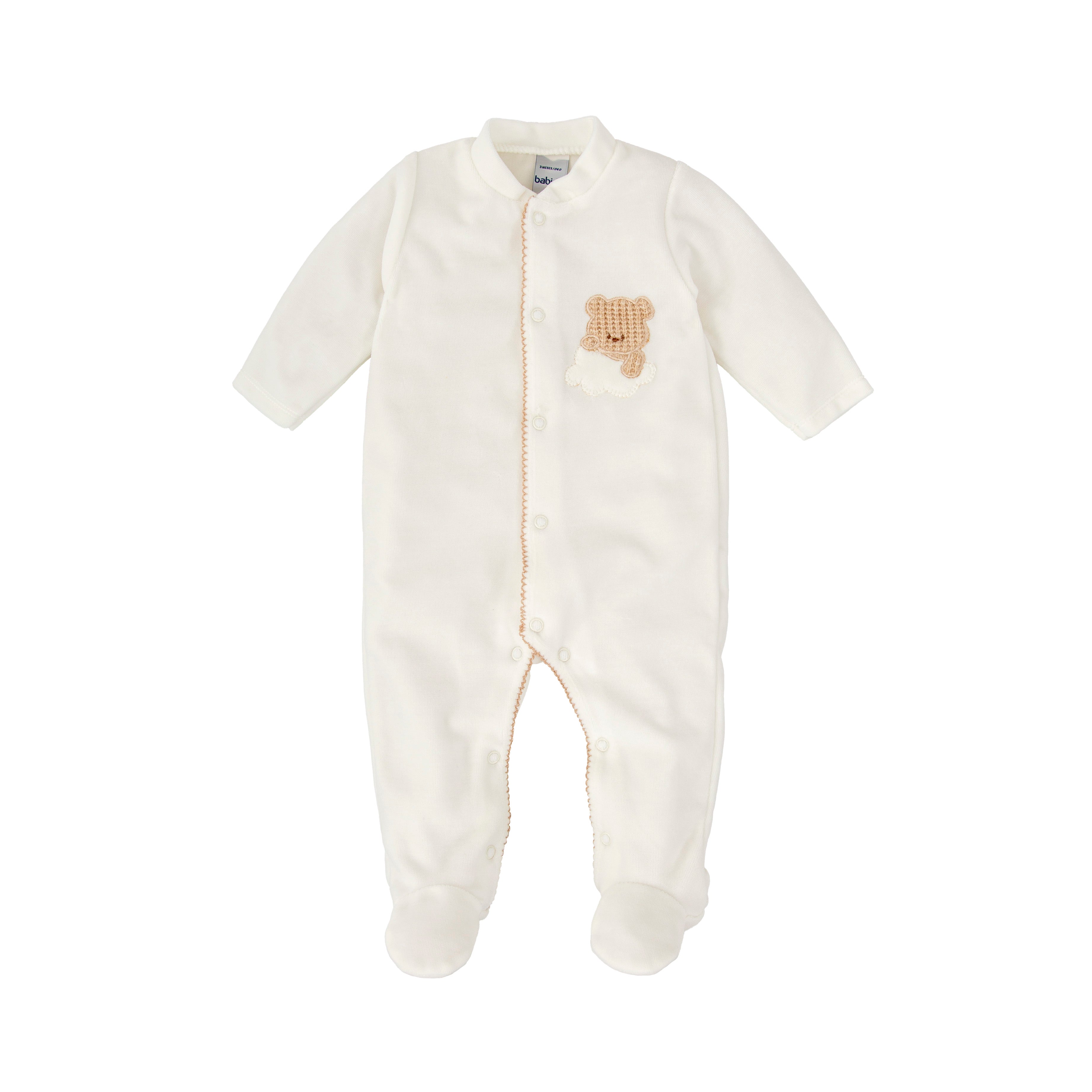 Baby-Schlafoverall - Weiß Velours Teddy Duna